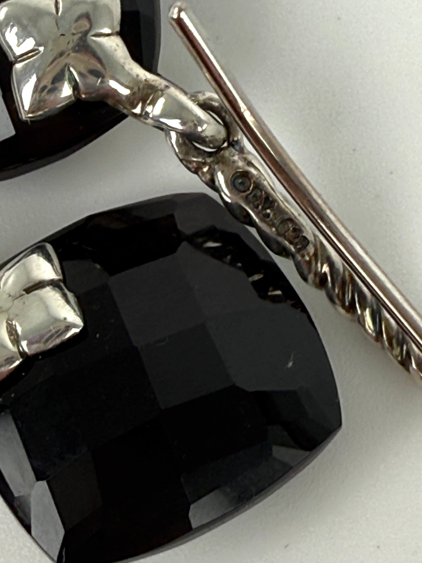 David Yurman Capri Onyx and Diamond Sterling Silver Drop Earrings