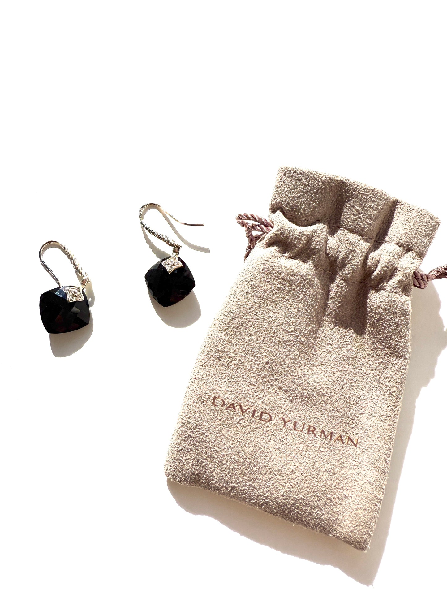 David Yurman Capri Onyx and Diamond Sterling Silver Drop Earrings