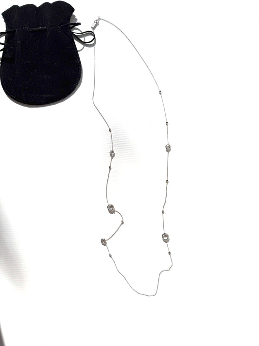 Ippolita Sterling Silver Rain Diamond Clear Quartz Long Station Necklace