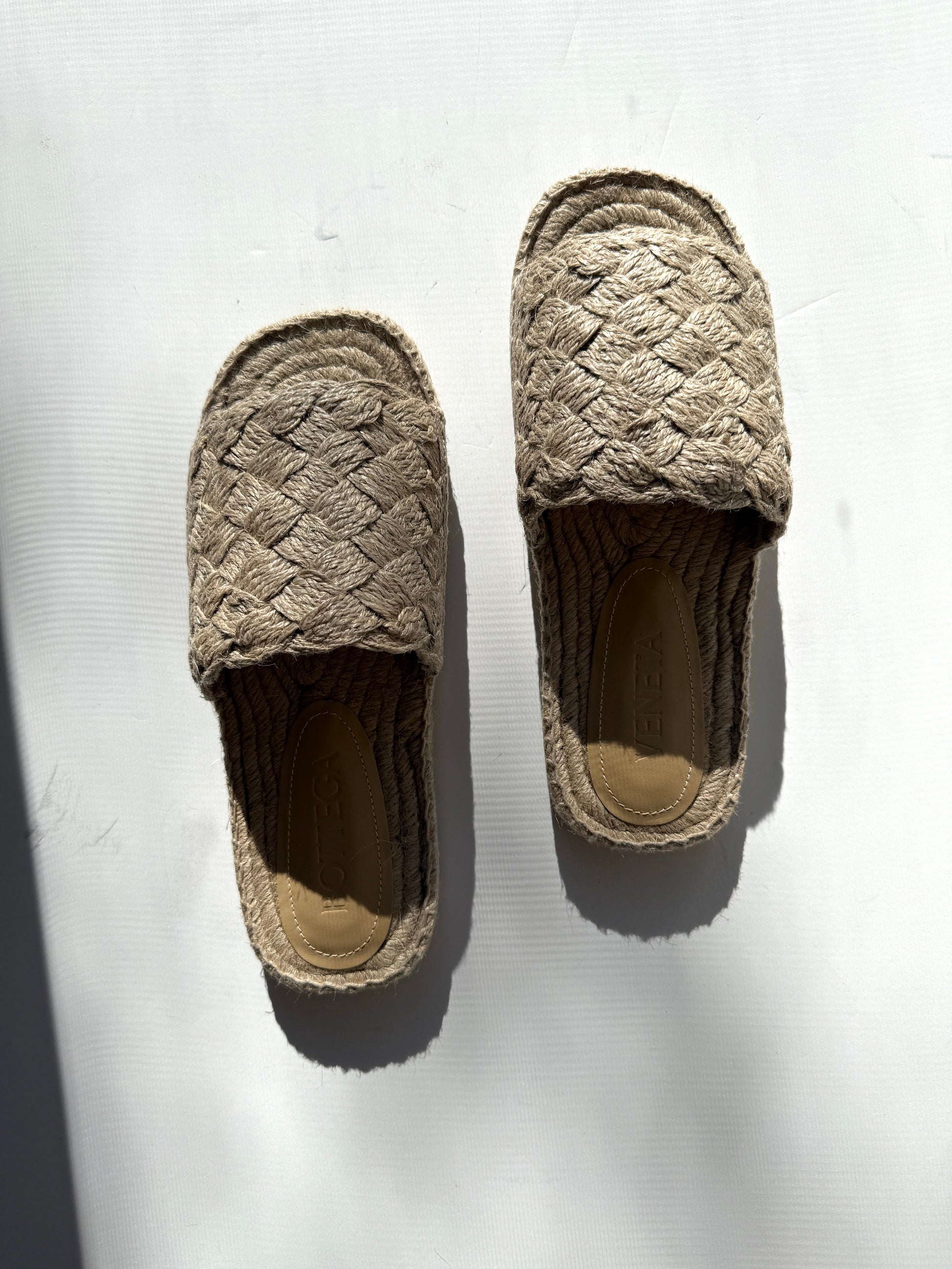 Bottega Veneta Jute Espadrille Natural Woven Slide Mules Sandals 39, 8.5 NIB