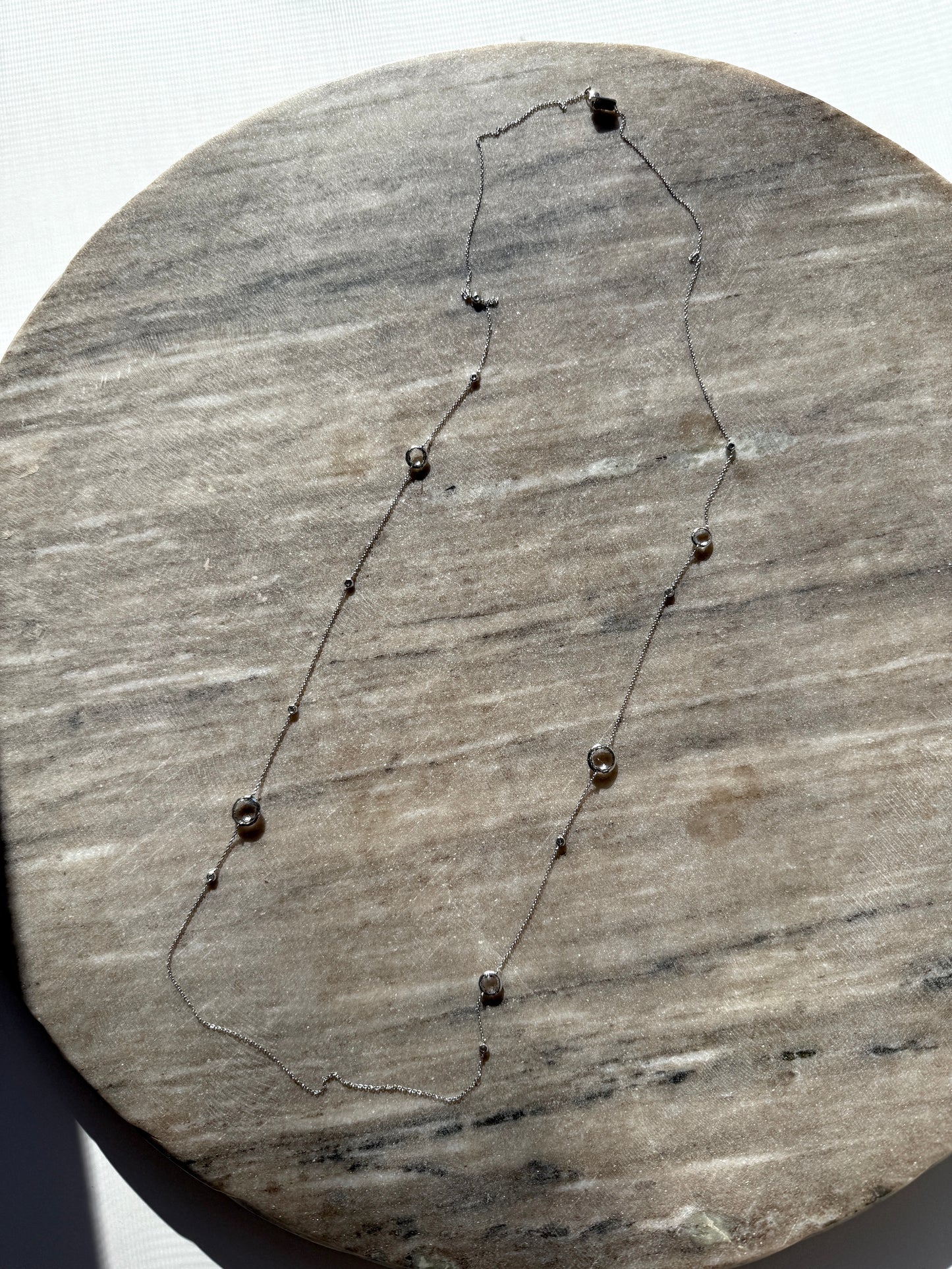 Ippolita Sterling Silver Rain Diamond Clear Quartz Long Station Necklace