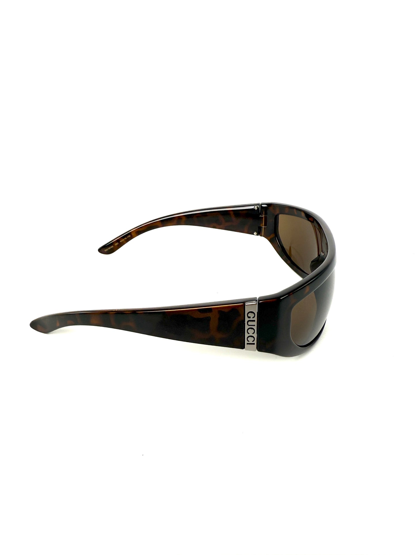 GUCCI Marcello GG157S 64mm Dark Brown Tortoise Acetate Rectangular Sunglasses