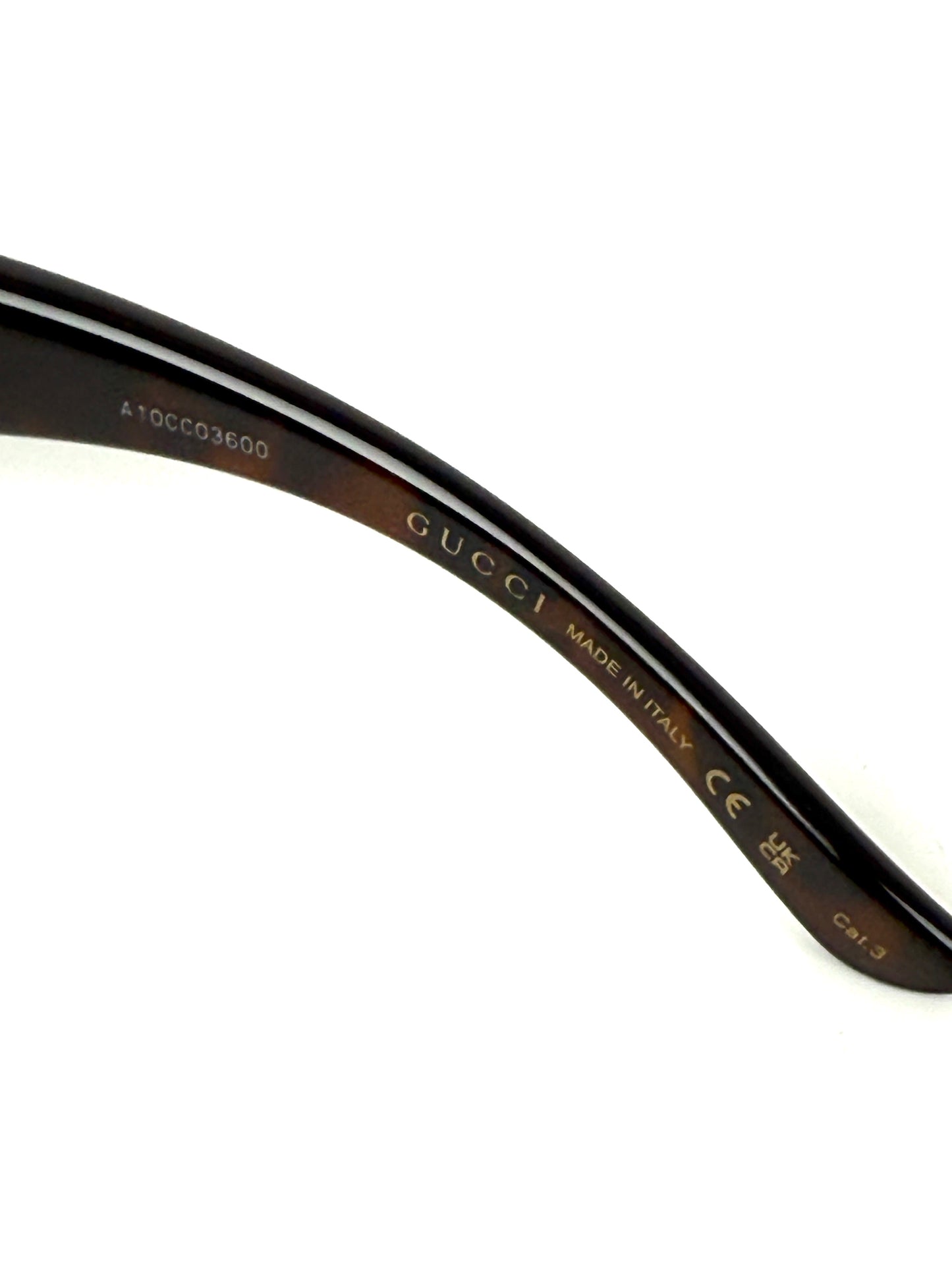 GUCCI Marcello GG157S 64mm Dark Brown Tortoise Acetate Rectangular Sunglasses