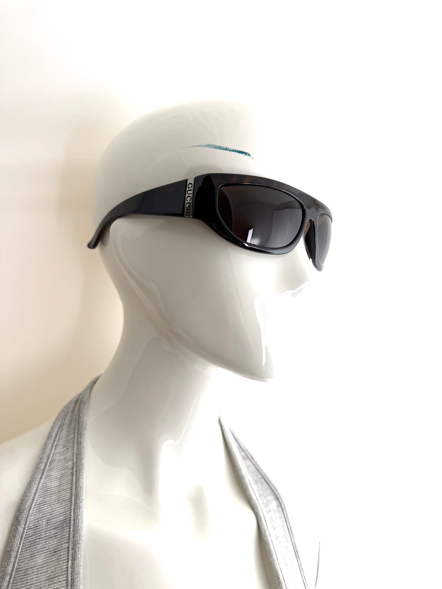 GUCCI Marcello GG157S 64mm Dark Brown Tortoise Acetate Rectangular Sunglasses