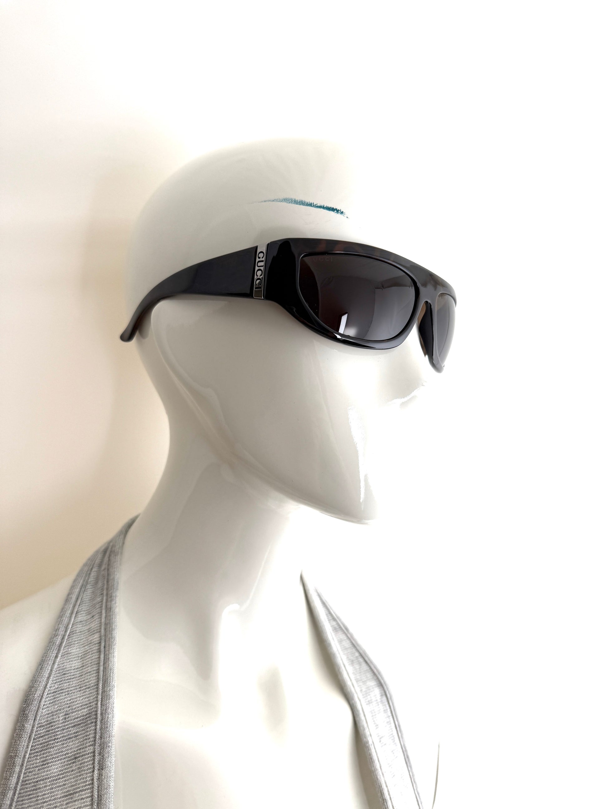 GUCCI Marcello GG157S 64mm Dark Brown Tortoise Acetate Rectangular Sunglasses