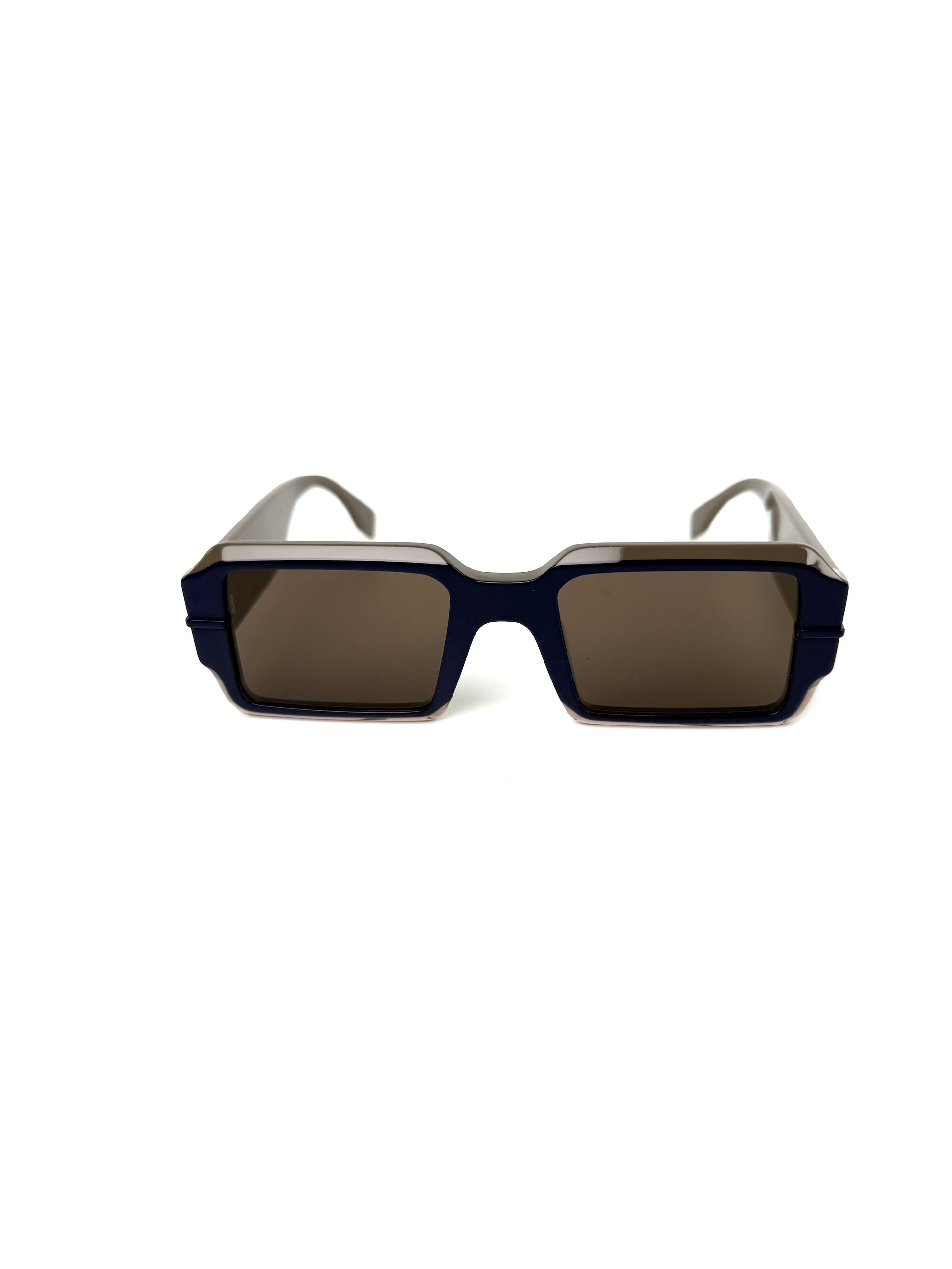  FENDI FE40073U Gray Blue Acetate Rectangular Sunglasses