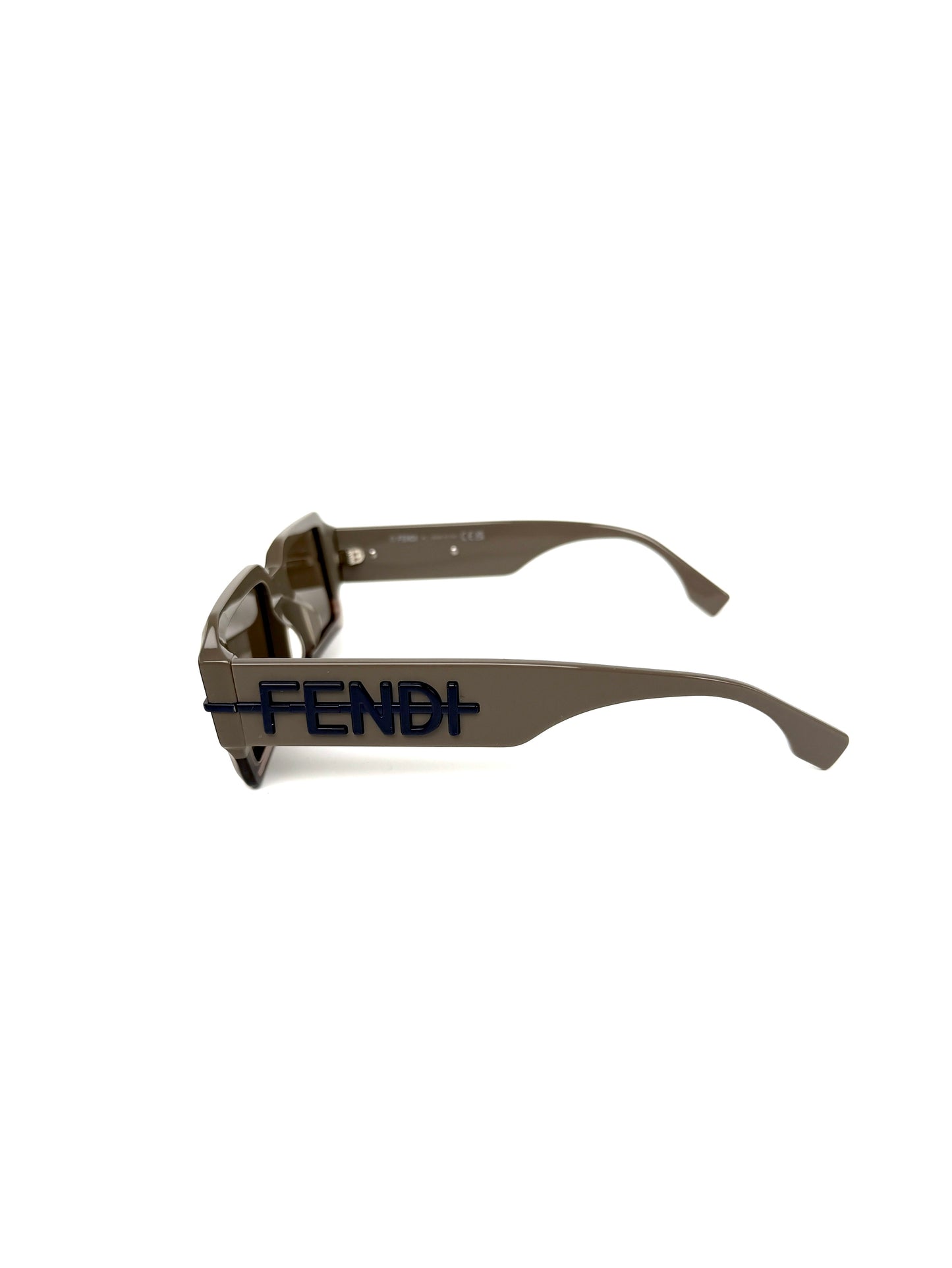 FENDI FE40073U Gray Blue Acetate Rectangular Sunglasses