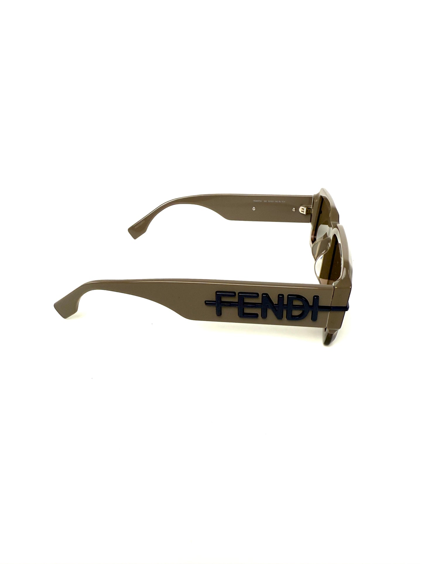 FENDI FE40073U Gray Blue Acetate Rectangular Sunglasses