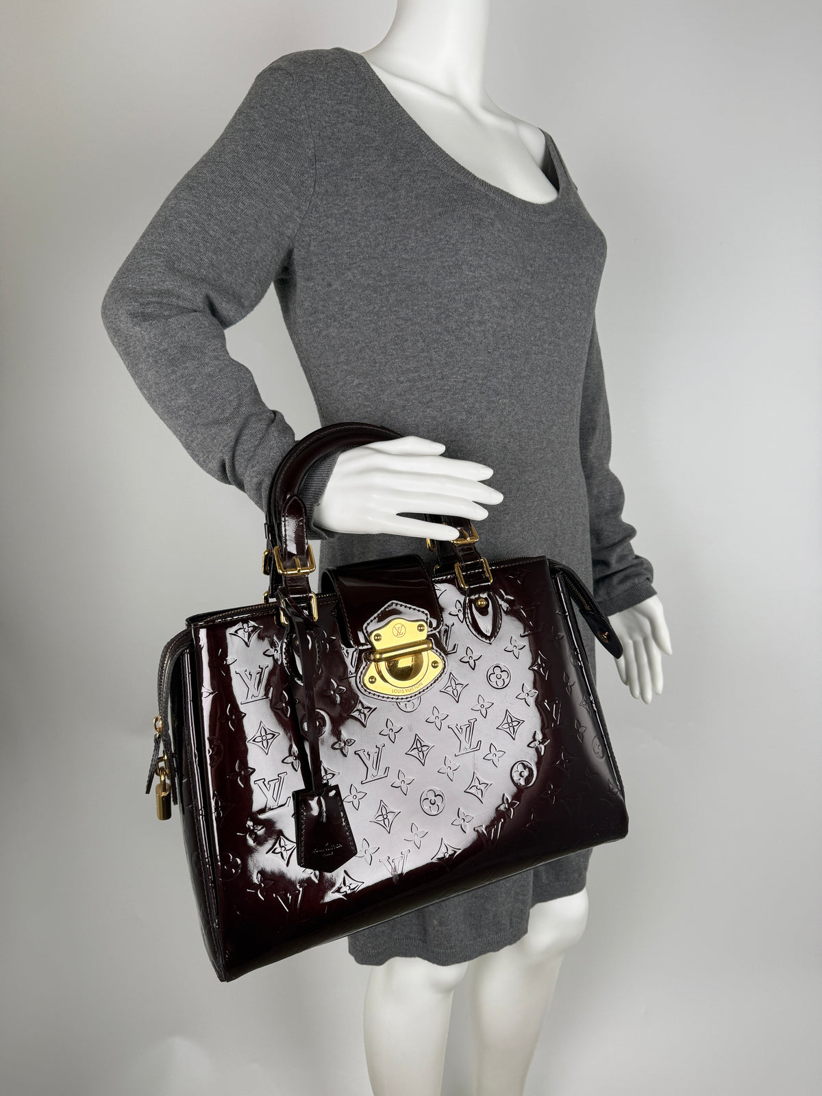 Louis Vuitton Vintage Melrose Avenue Vernis Amarante Monogram Satchel Top Handle Bag Briefcase
