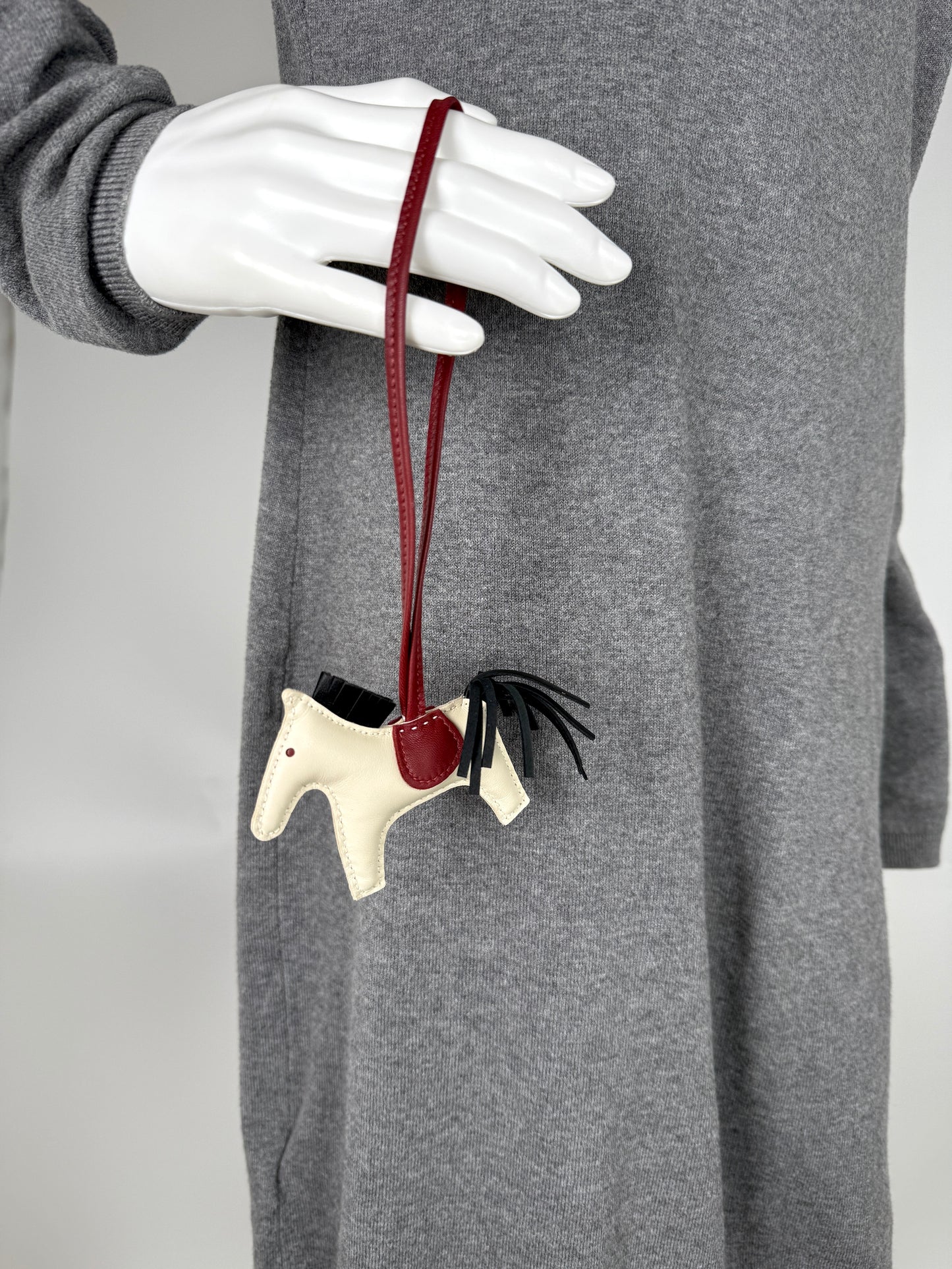 Hermes Rodeo Grigri Milo Nata Rouge H Black Lambskin PM Horse Bag Charm  