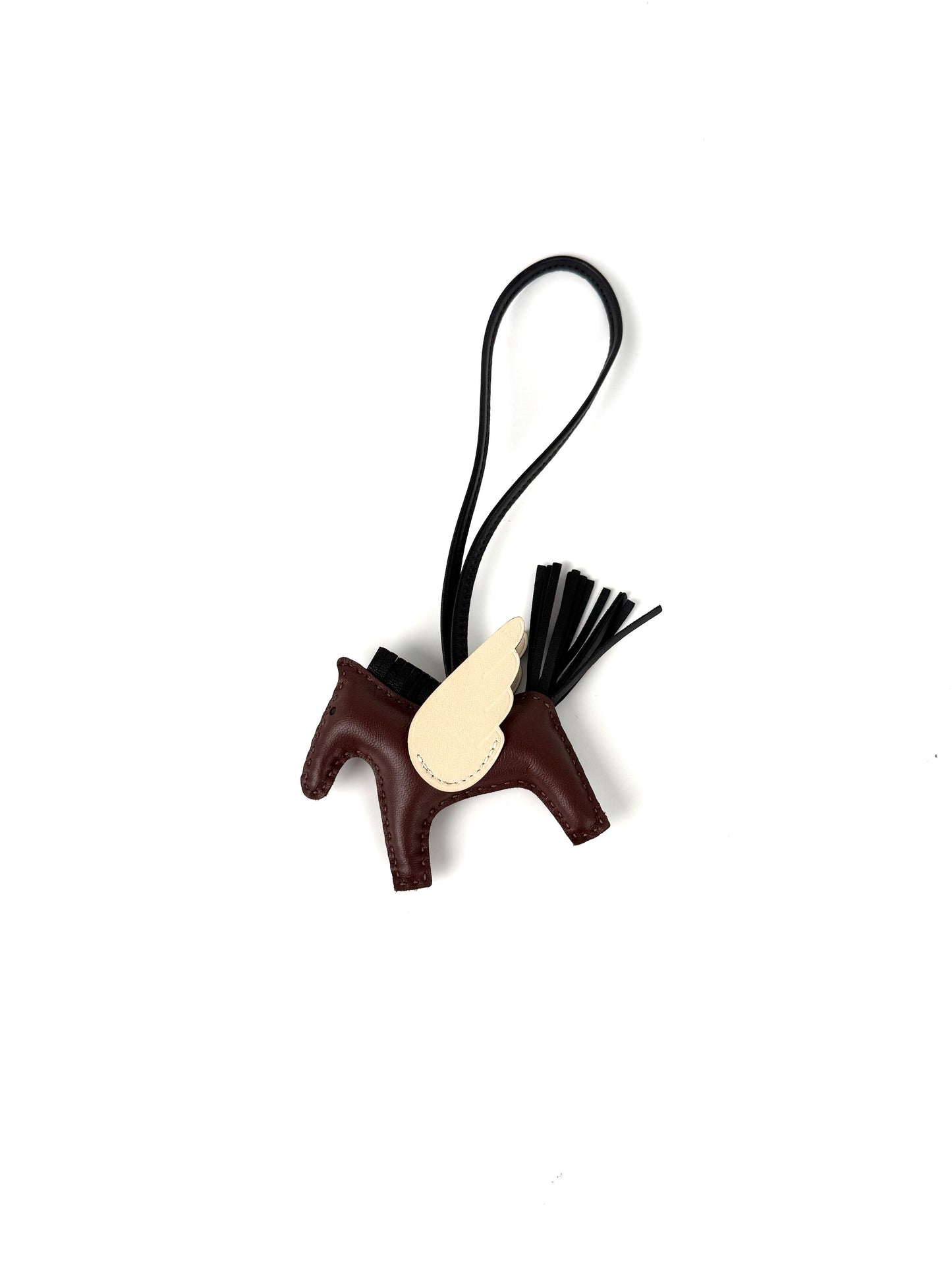Hermes Pegasus Rodeo Terre Noir Craie Milo Lambskin PM Bag Charm New