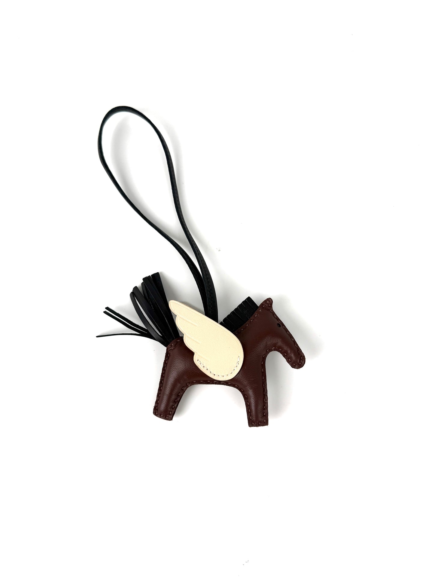 Hermes Pegasus Rodeo Terre Noir Craie Milo Lambskin PM Bag Charm New