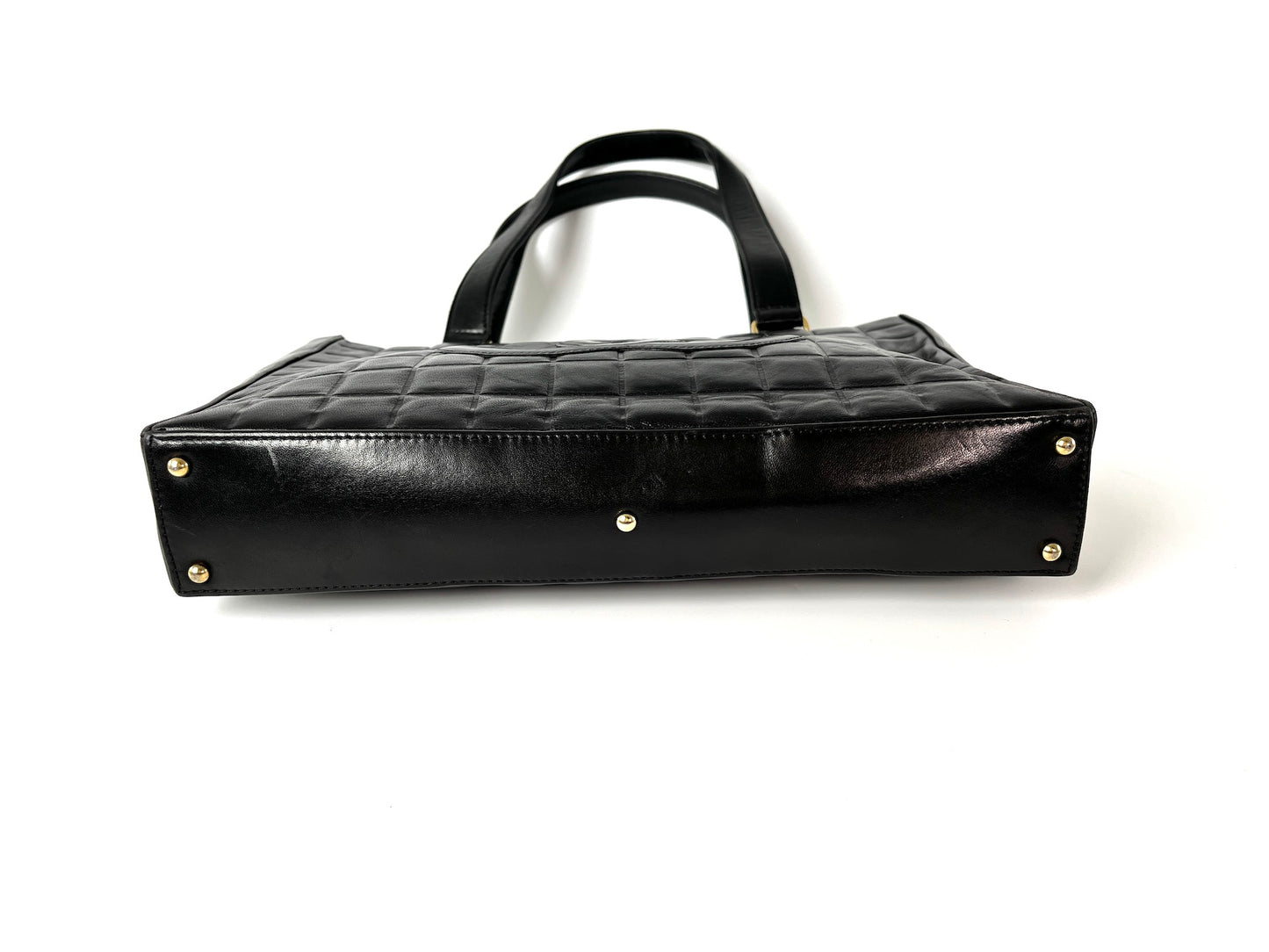 Vintage CHANEL Chocolate Bar Black Leather Shoulder  Bag