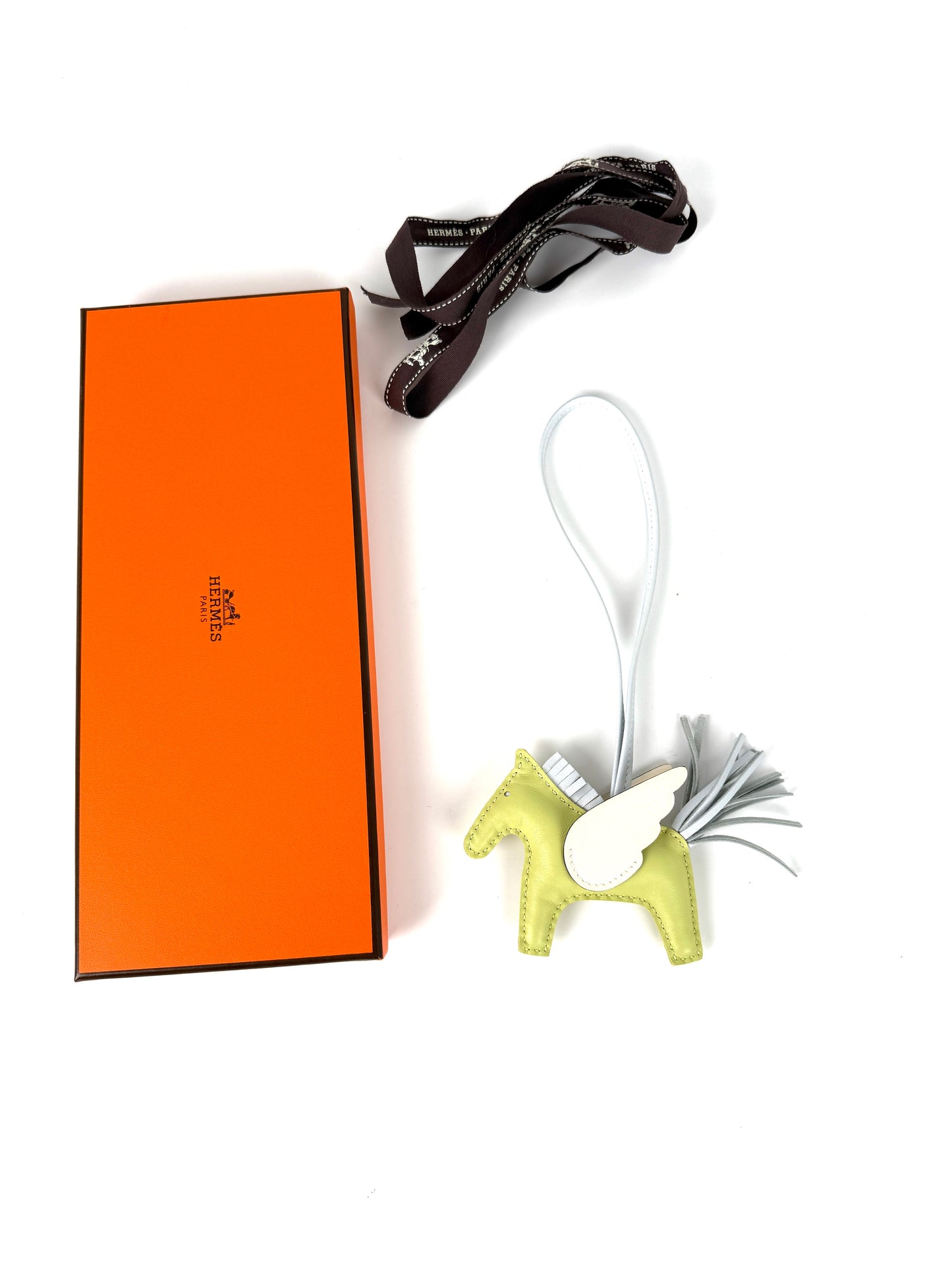 Hermes Pegase Rodeo Grigri Milo Jaune Bourgeon Bleu Brume Nata Lambskin PM Horse Bag Charm  