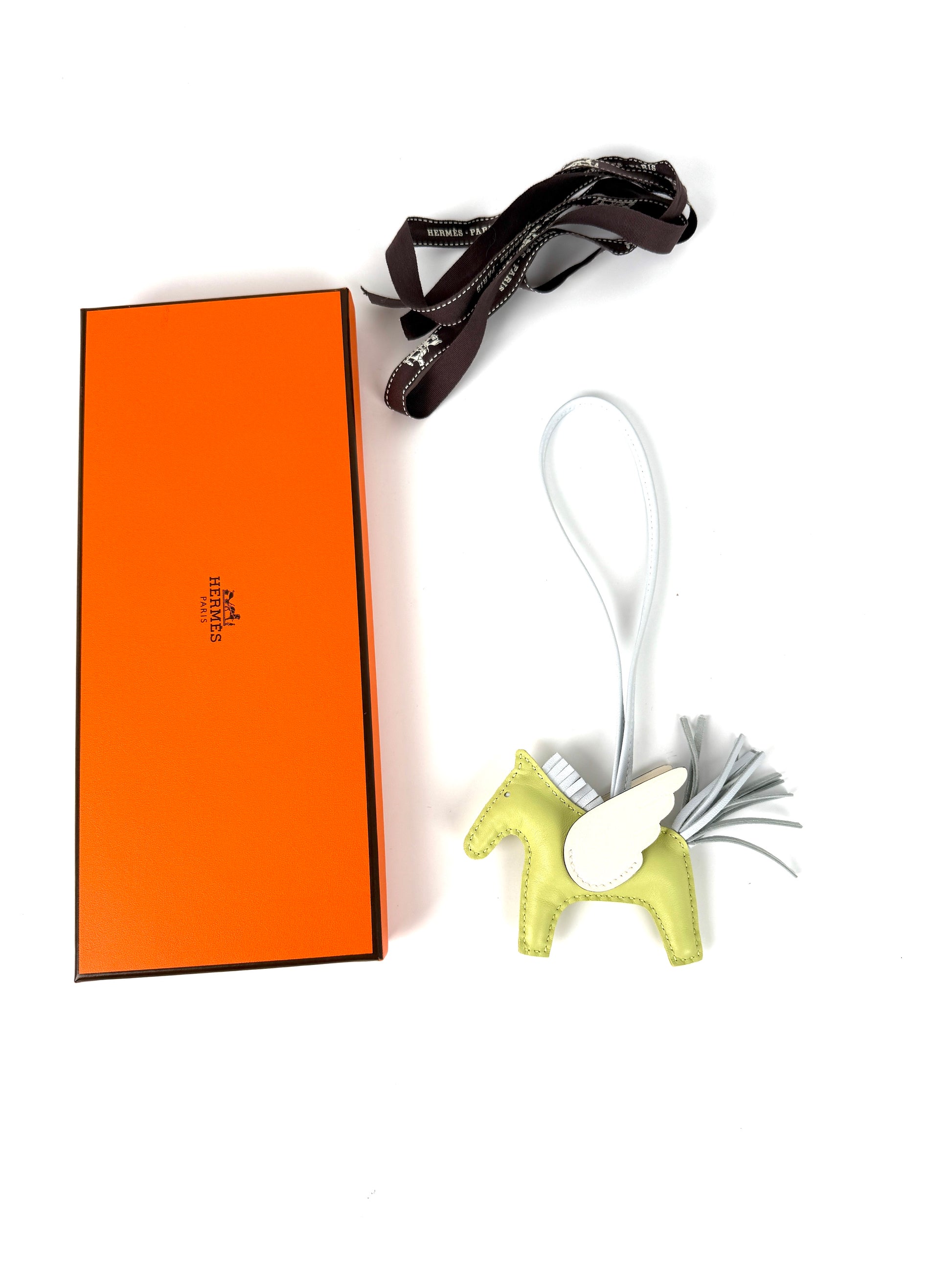 Hermes Pegase Rodeo Grigri Milo Jaune Bourgeon Bleu Brume Nata Lambskin PM Horse Bag Charm  