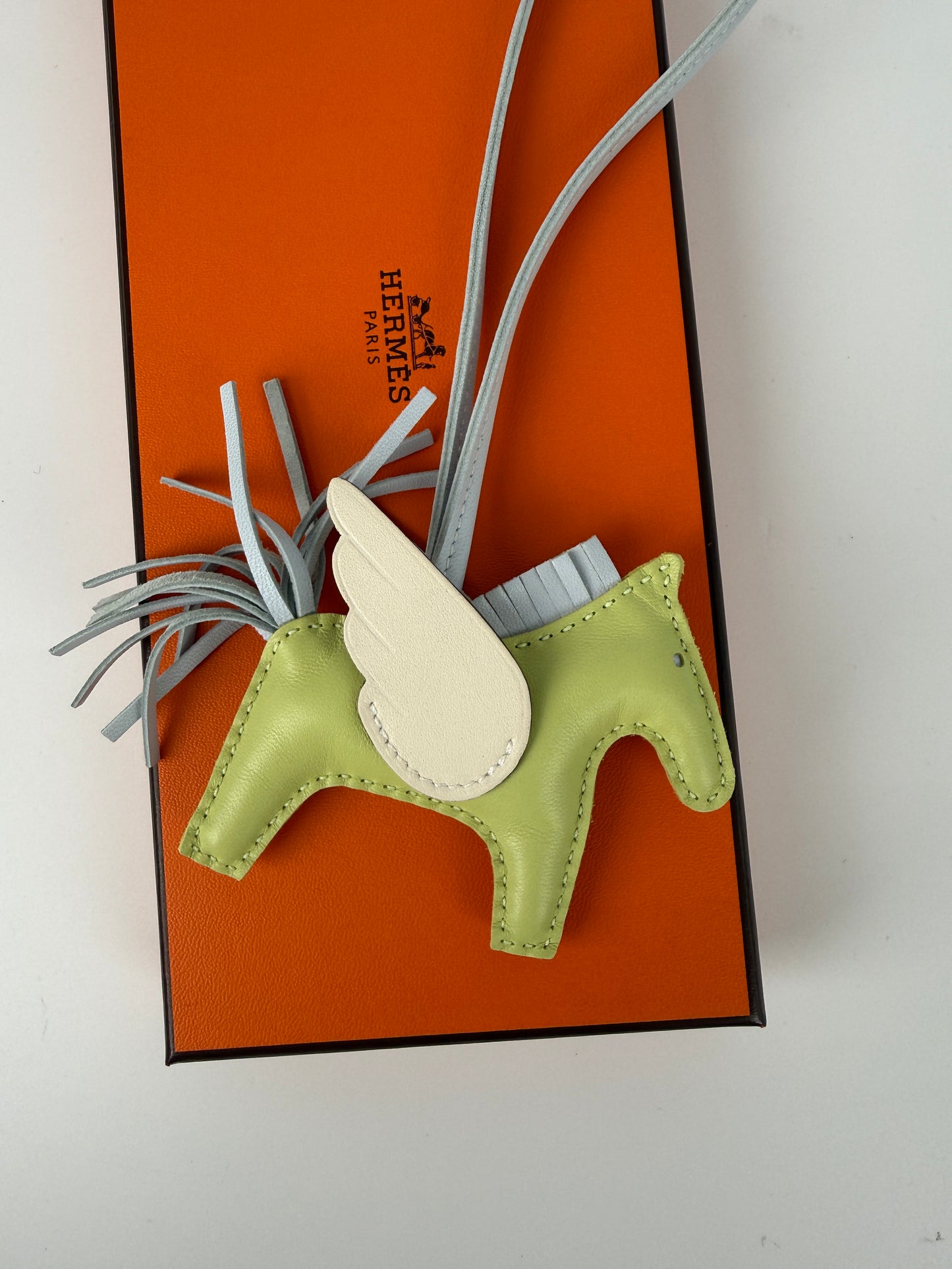 Hermes Pegase Rodeo Grigri Milo Jaune Bourgeon Bleu Brume Nata Lambskin PM Horse Bag Charm
