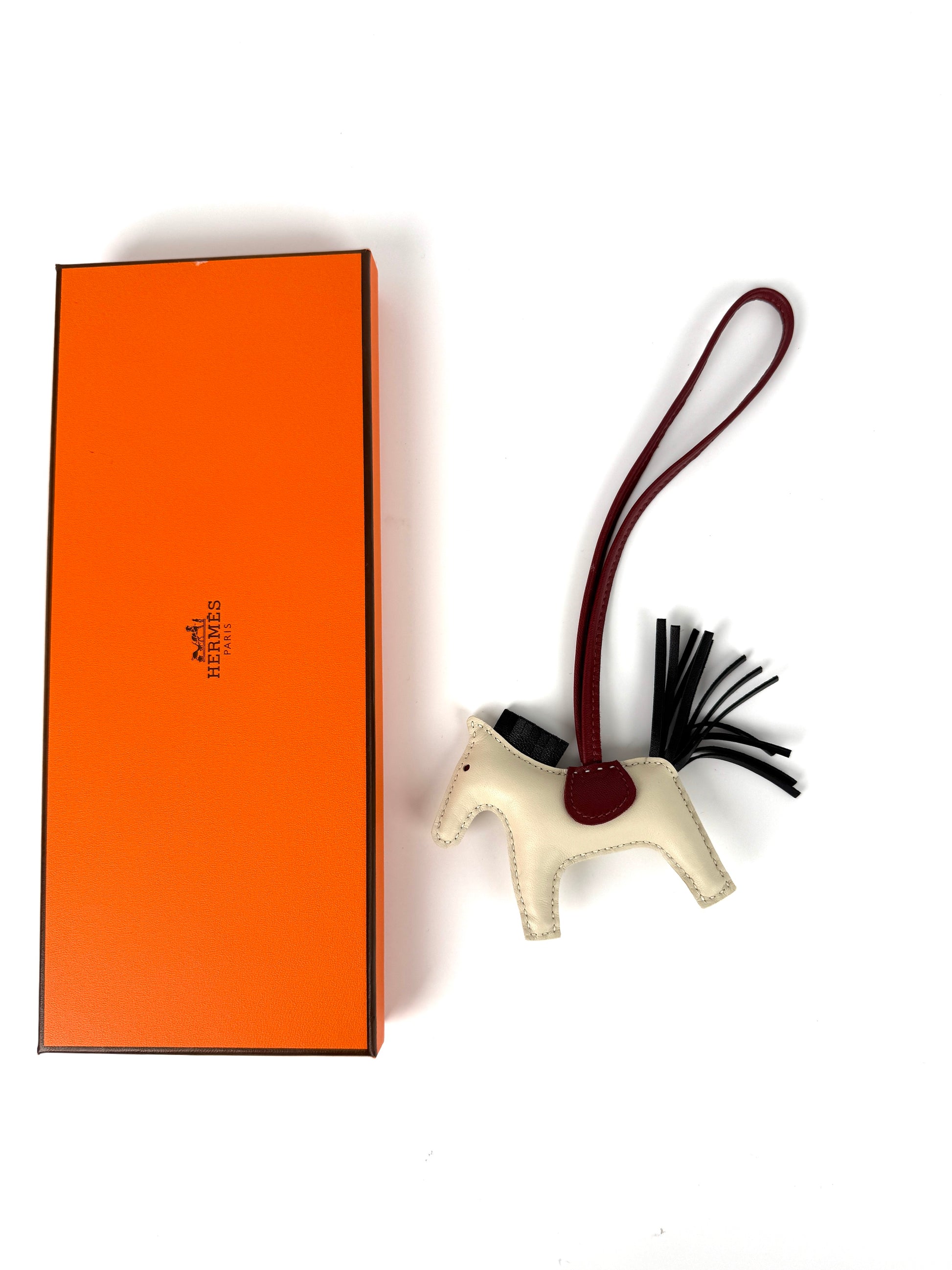 Hermes Rodeo Grigri Milo Nata Rouge H Black Lambskin PM Horse Bag Charm  