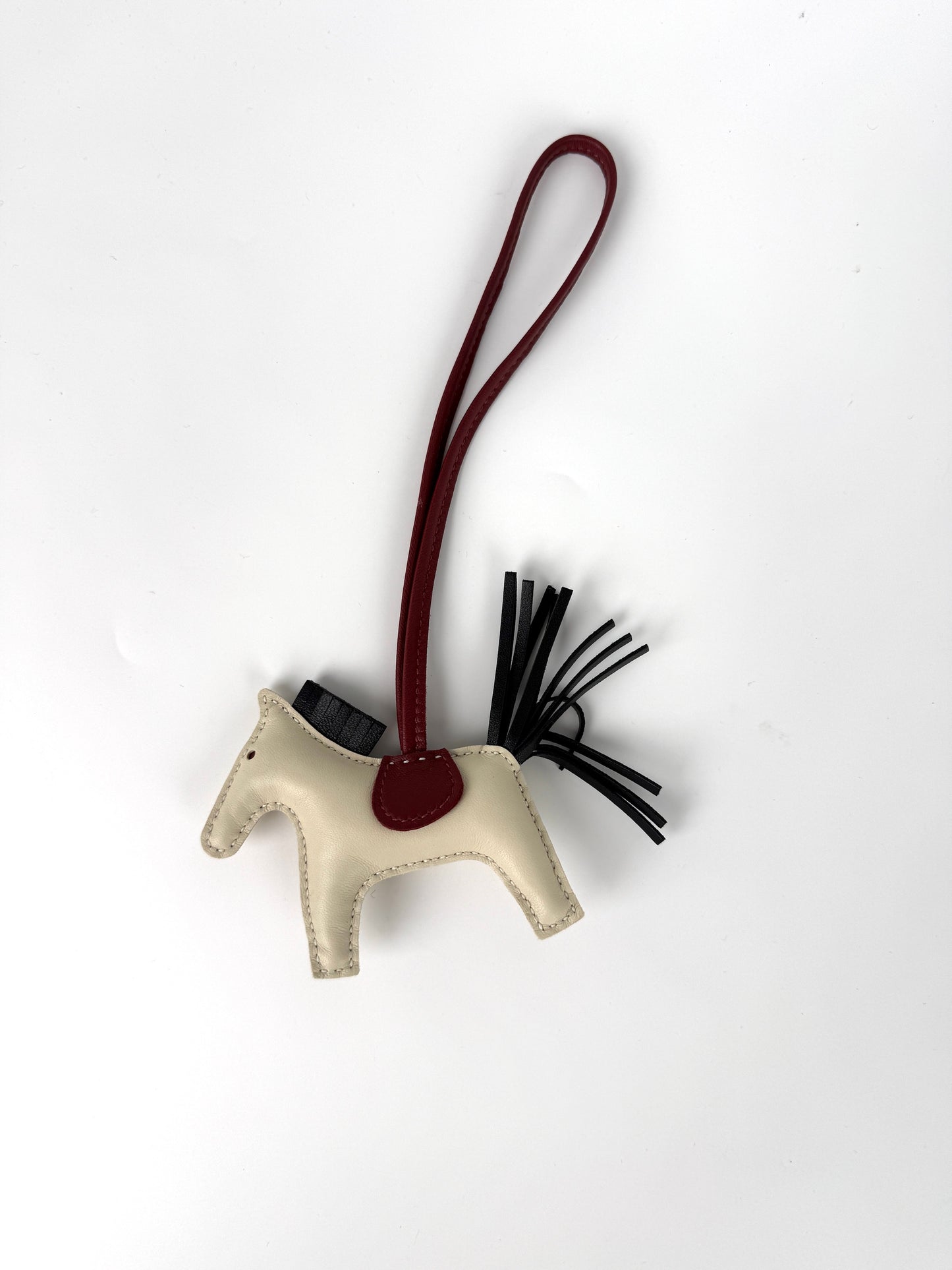 Hermes Rodeo Grigri Milo Nata Rouge H Black Lambskin PM Horse Bag Charm  