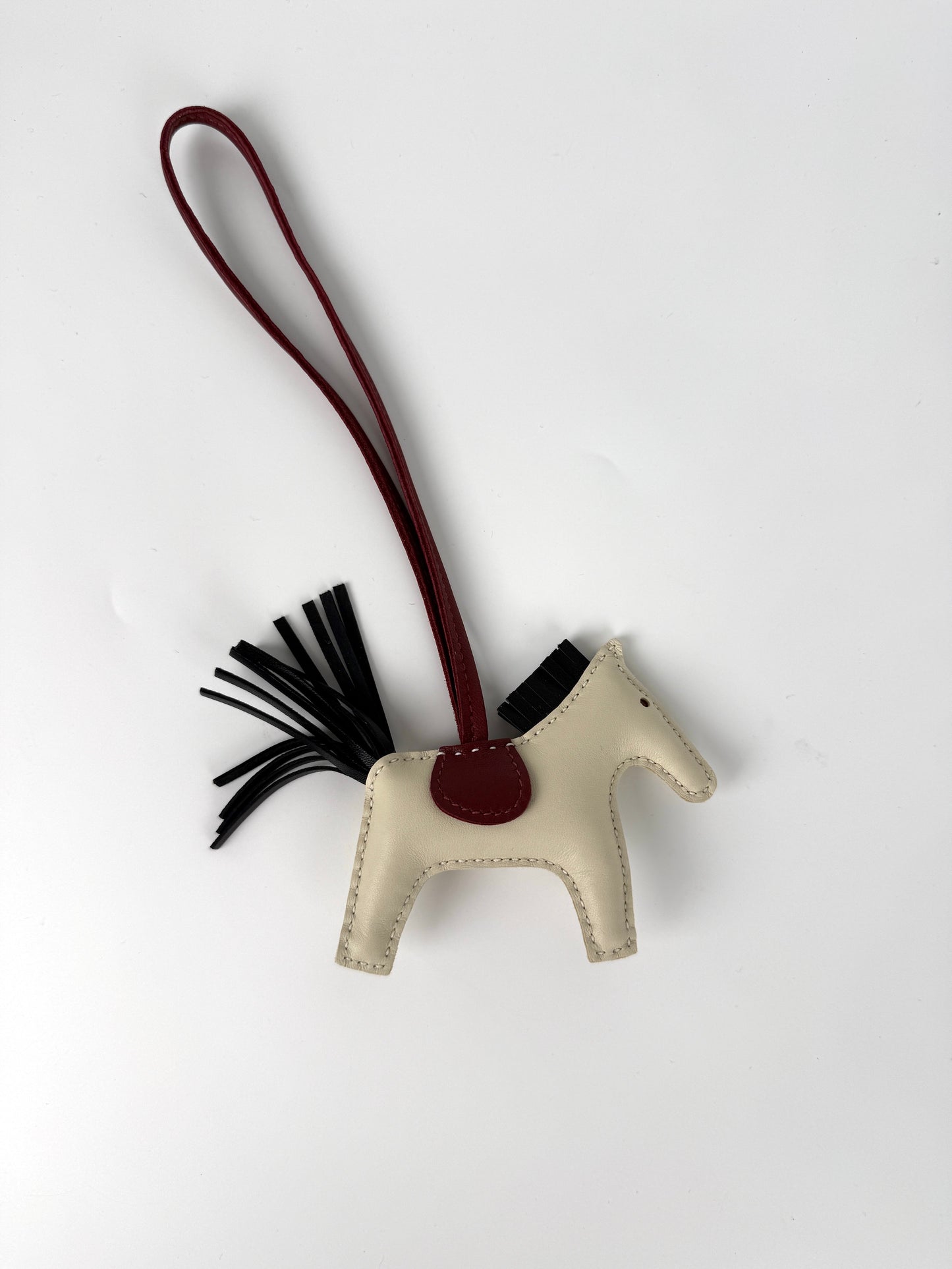 Hermes Rodeo Grigri Milo Nata Rouge H Black Lambskin PM Horse Bag Charm