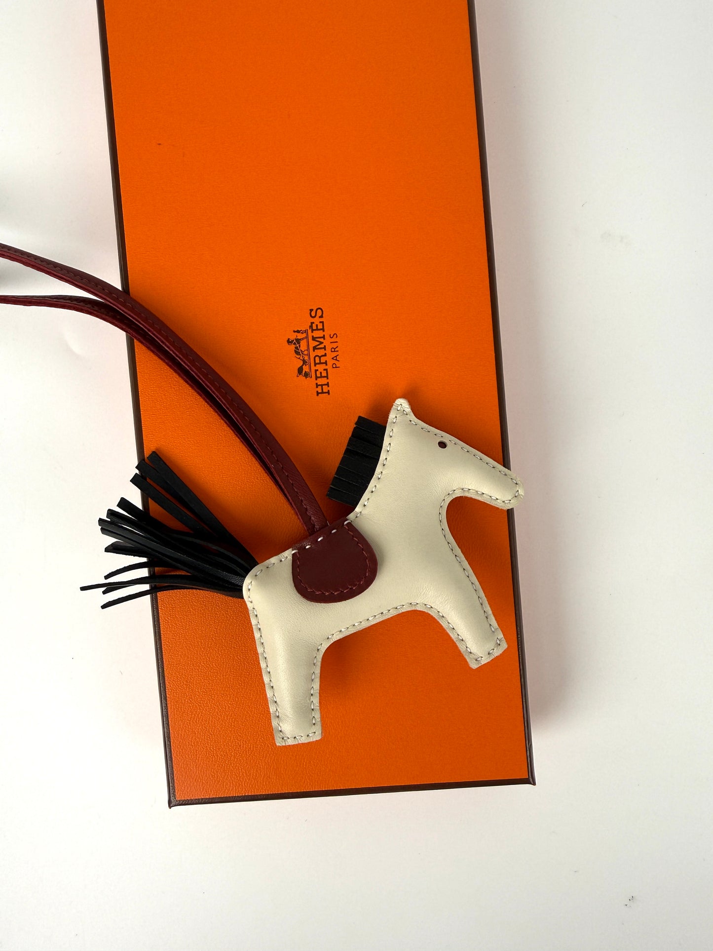 Hermes Rodeo Grigri Milo Nata Rouge H Black Lambskin PM Horse Bag Charm