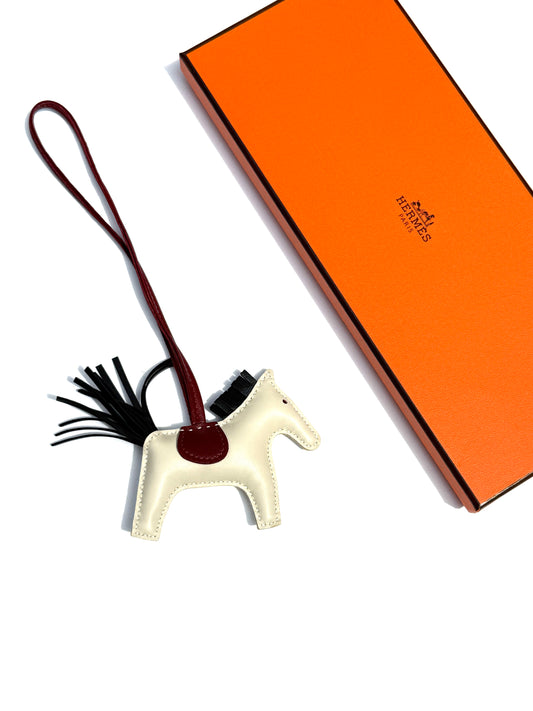 Hermes Rodeo Grigri Milo Nata Rouge H Black Lambskin PM Horse Bag Charm  