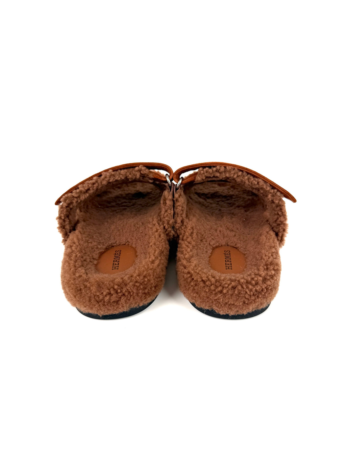 HERMES Chypre Gold Suede Goatskin Leather Shearling 2026 Slide Sandals 39 8.5 New