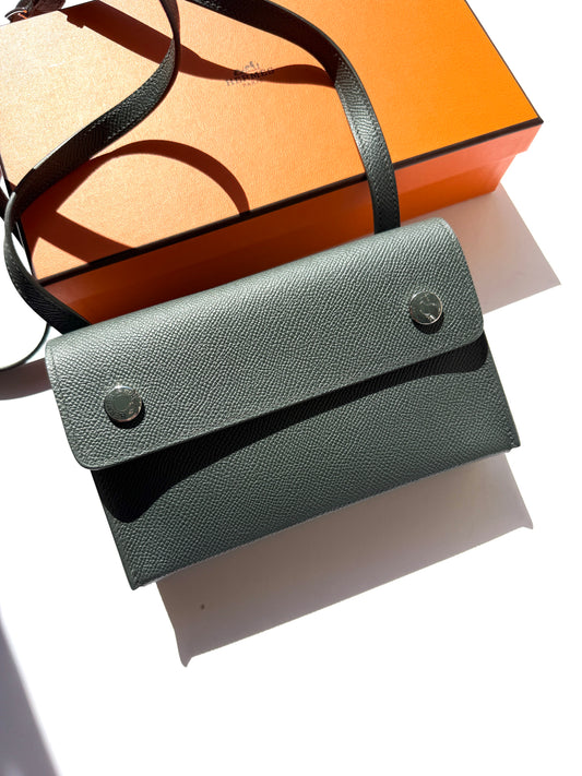 HERMES Hermesnap To Go Lacquered Vert Mangrove 2025 Green Leather Crossbody Bum Bag