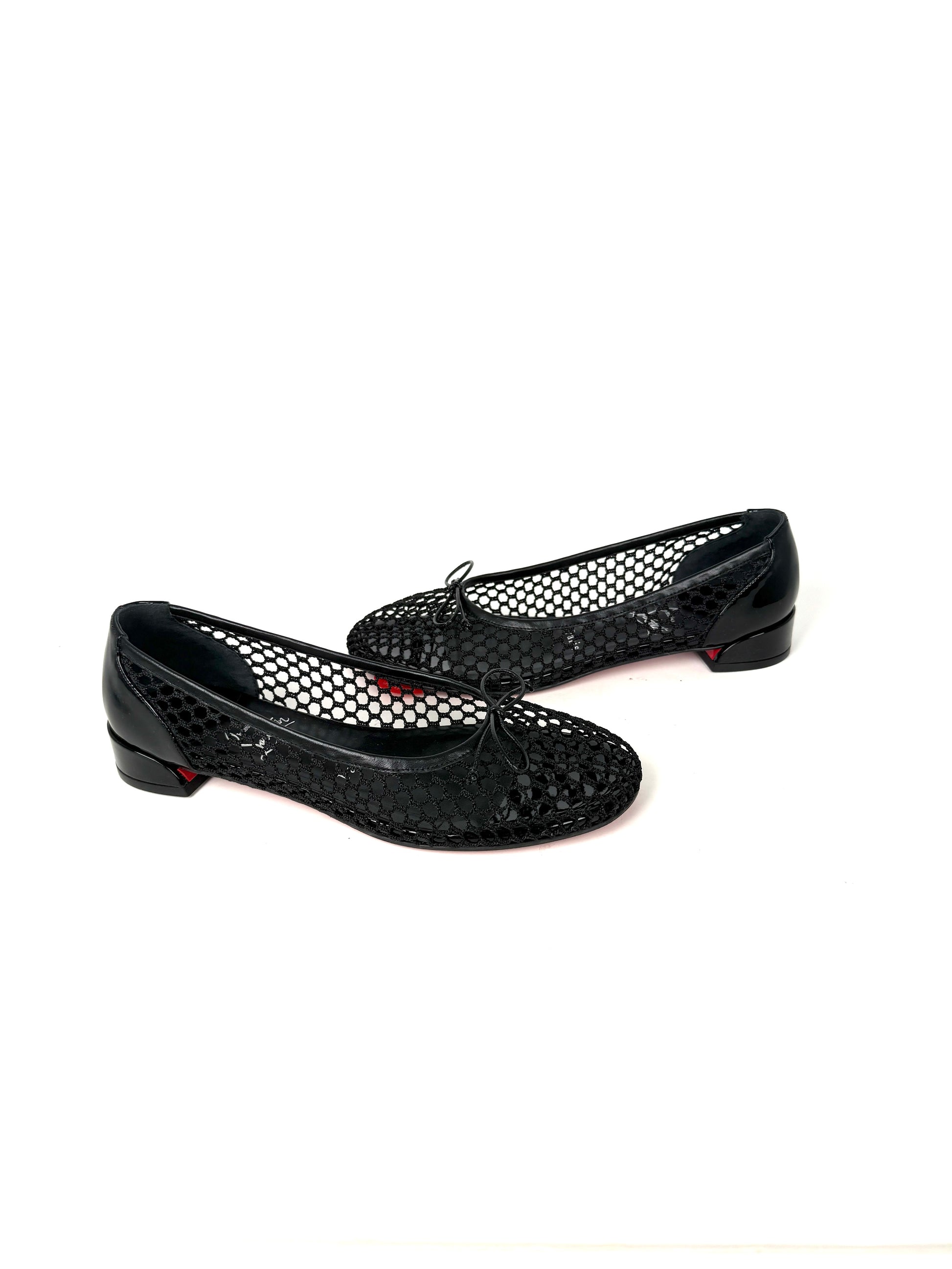  New Christian Louboutin Sweetie Jane Mesh Black Flats 38.5 8