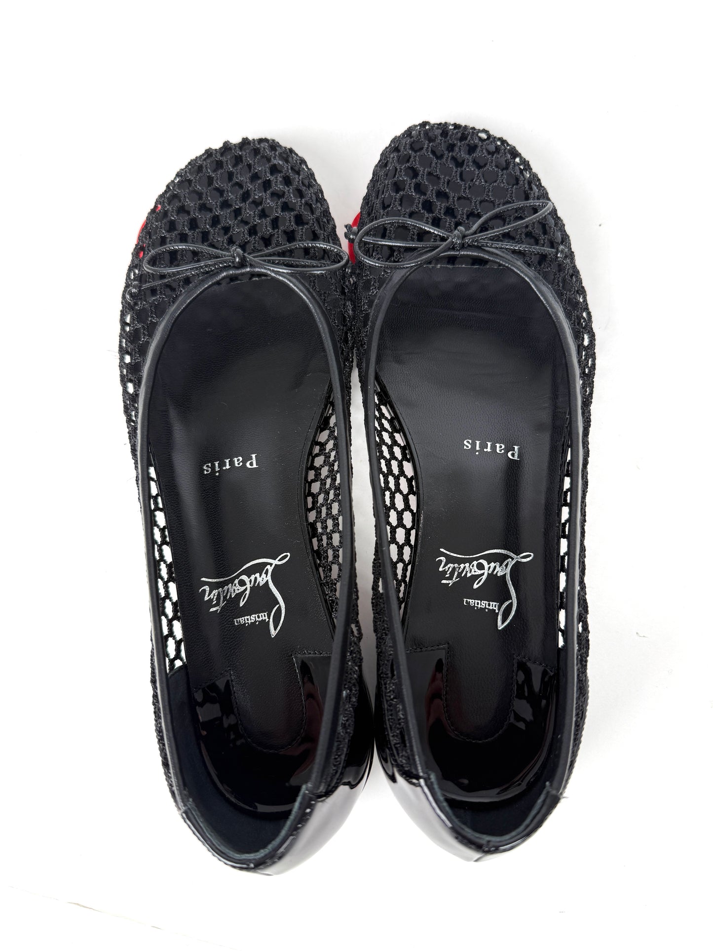 New Christian Louboutin Sweetie Jane Mesh Black Flats 38.5 8