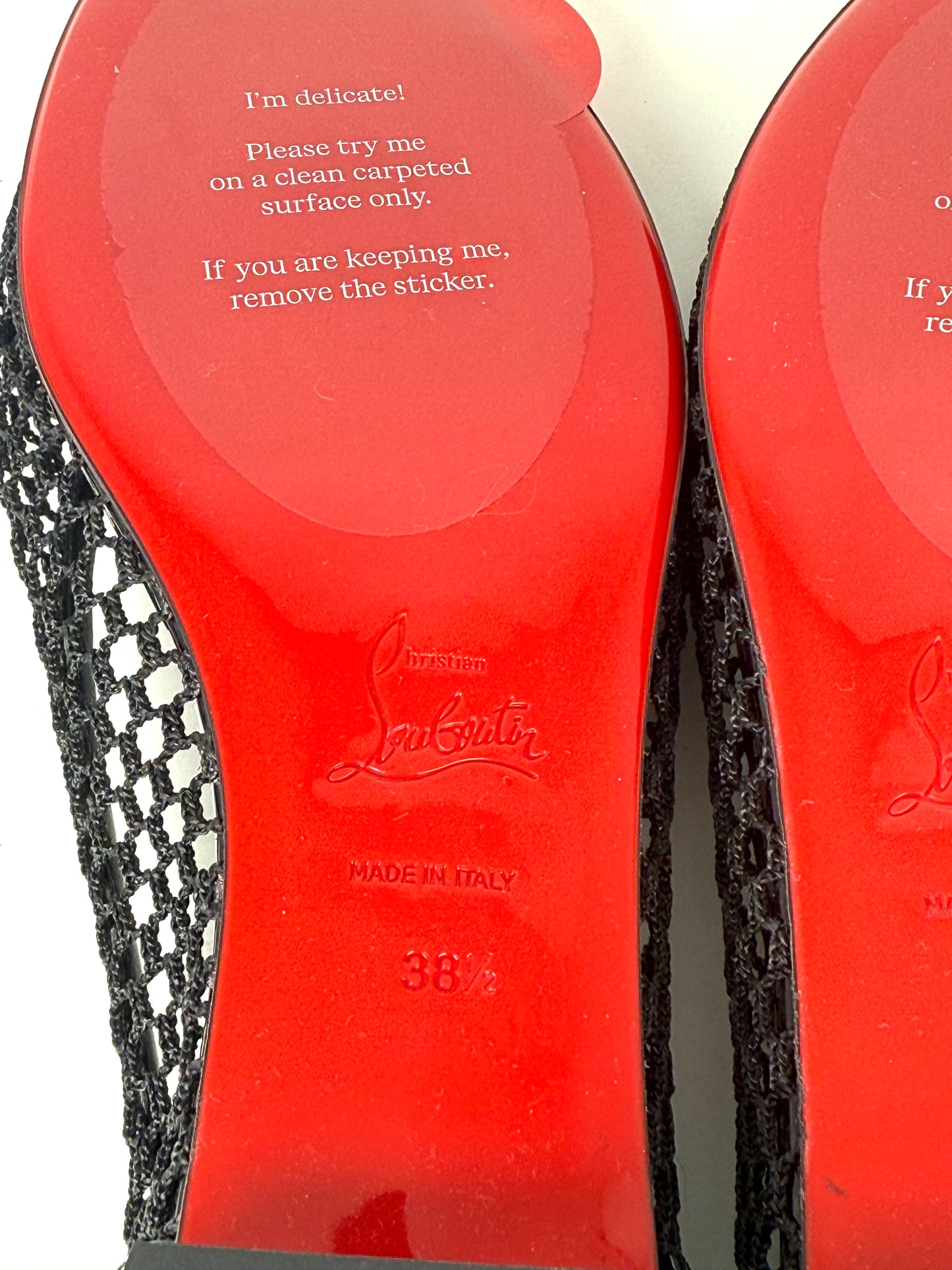 New Christian Louboutin Sweetie Jane Mesh Black Flats 38.5 8