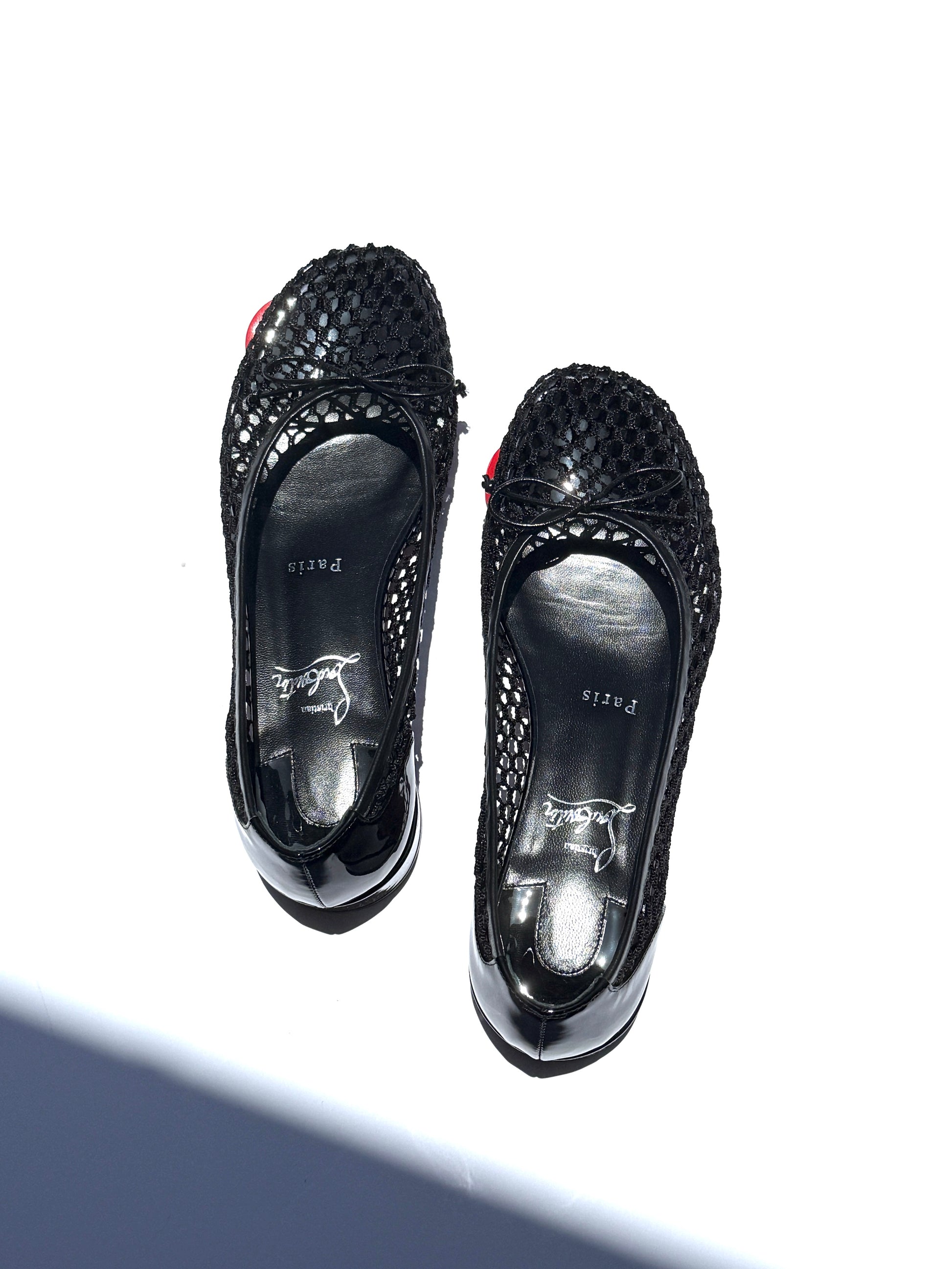  New Christian Louboutin Sweetie Jane Mesh Black Flats 38.5 8