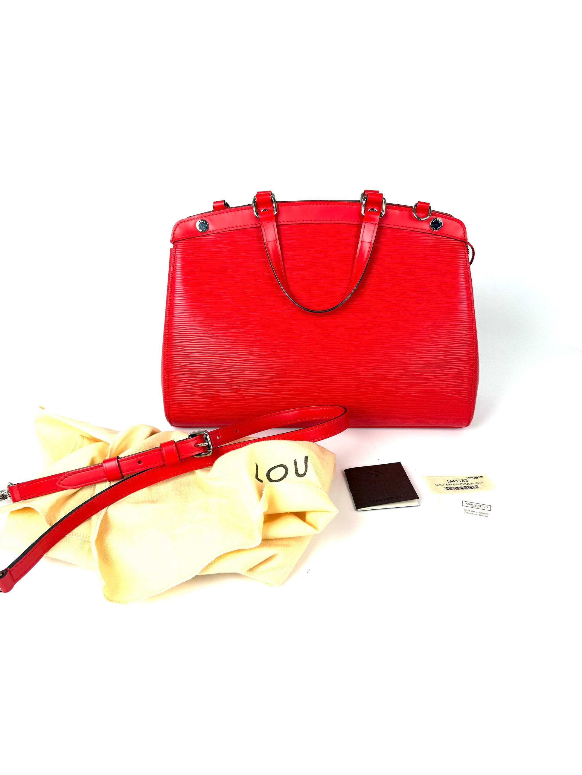 LOUIS VUITTON Brea MM Red Coquelicot Epi Leather Tote Shoulder Bag 