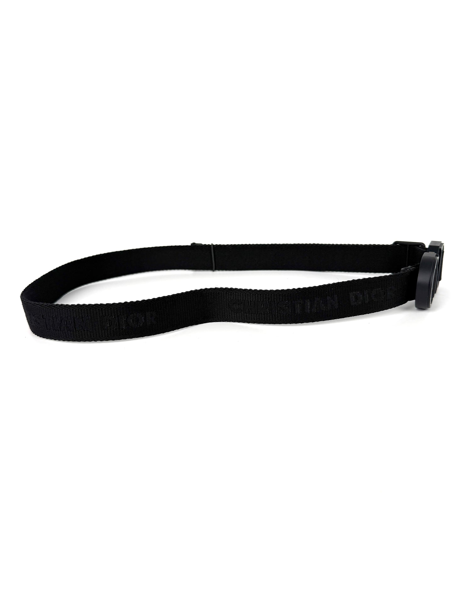 Christian Dior Black Skinny Logo Canvas Belt 90 36