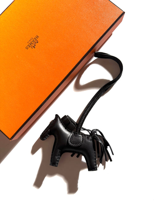 Hermes Rodeo So Black Monochrome Milo Lambskin PM Bag Charm   
