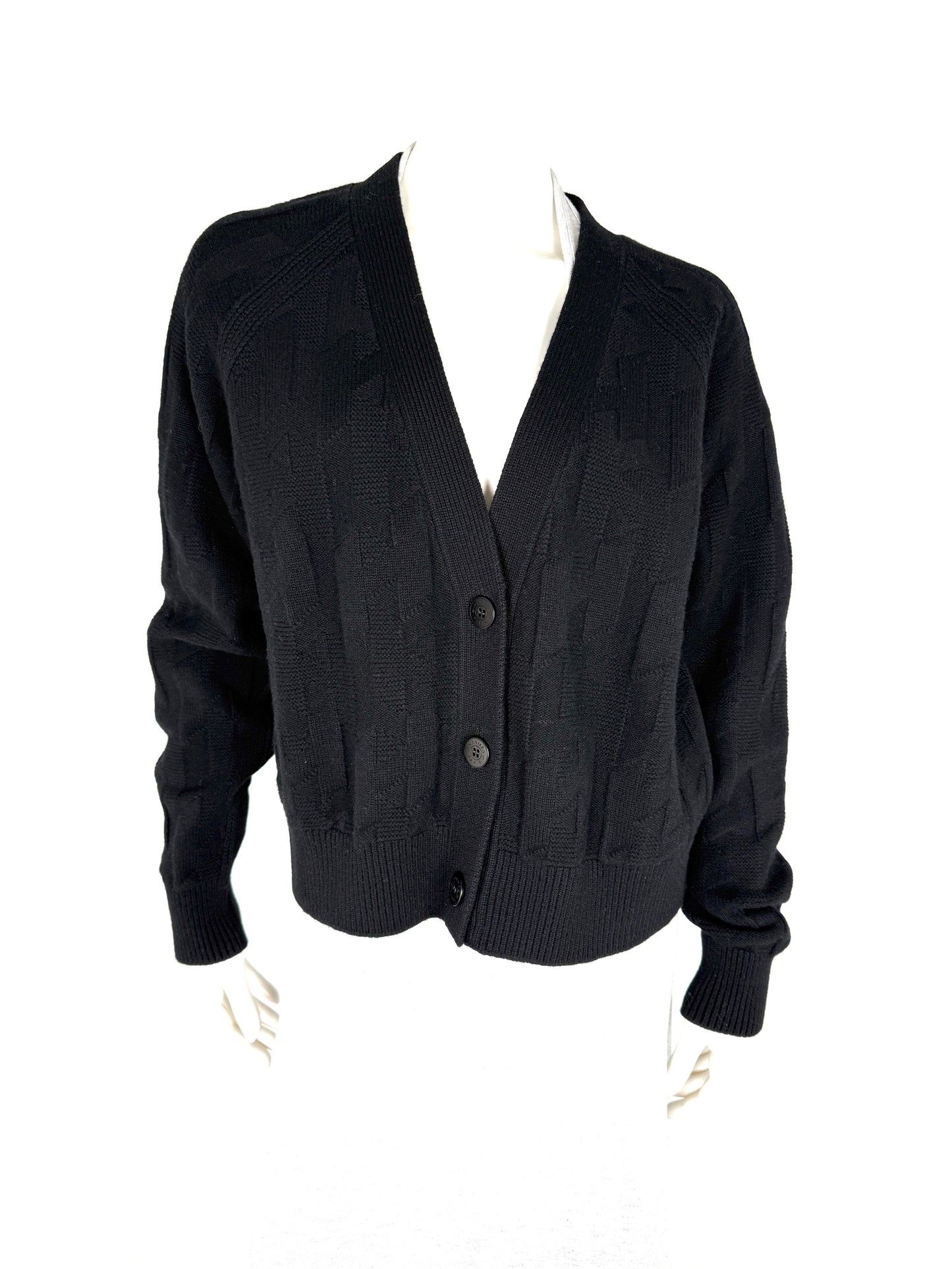 Hermes “H” Black Wool Long Sleeve Cardigan Sweater 38 6 New with tags