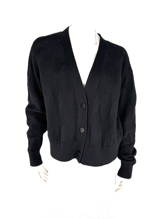 Hermes “H” Black Wool Long Sleeve Cardigan Sweater 38 6 New with tags