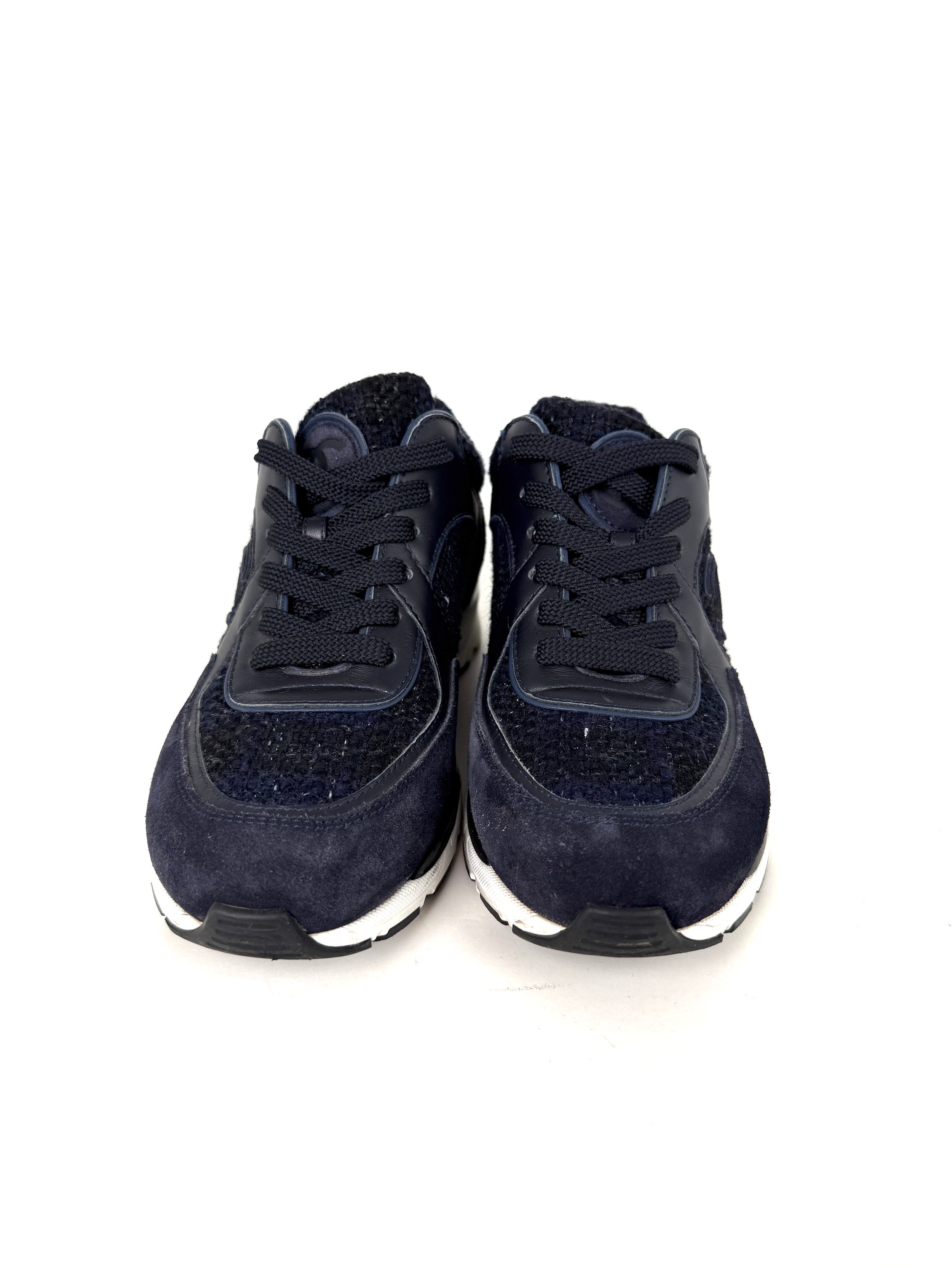 CHANEL 24A Navy Blue Black Tweed Sneakers 37, 6 – Fashion Reloved