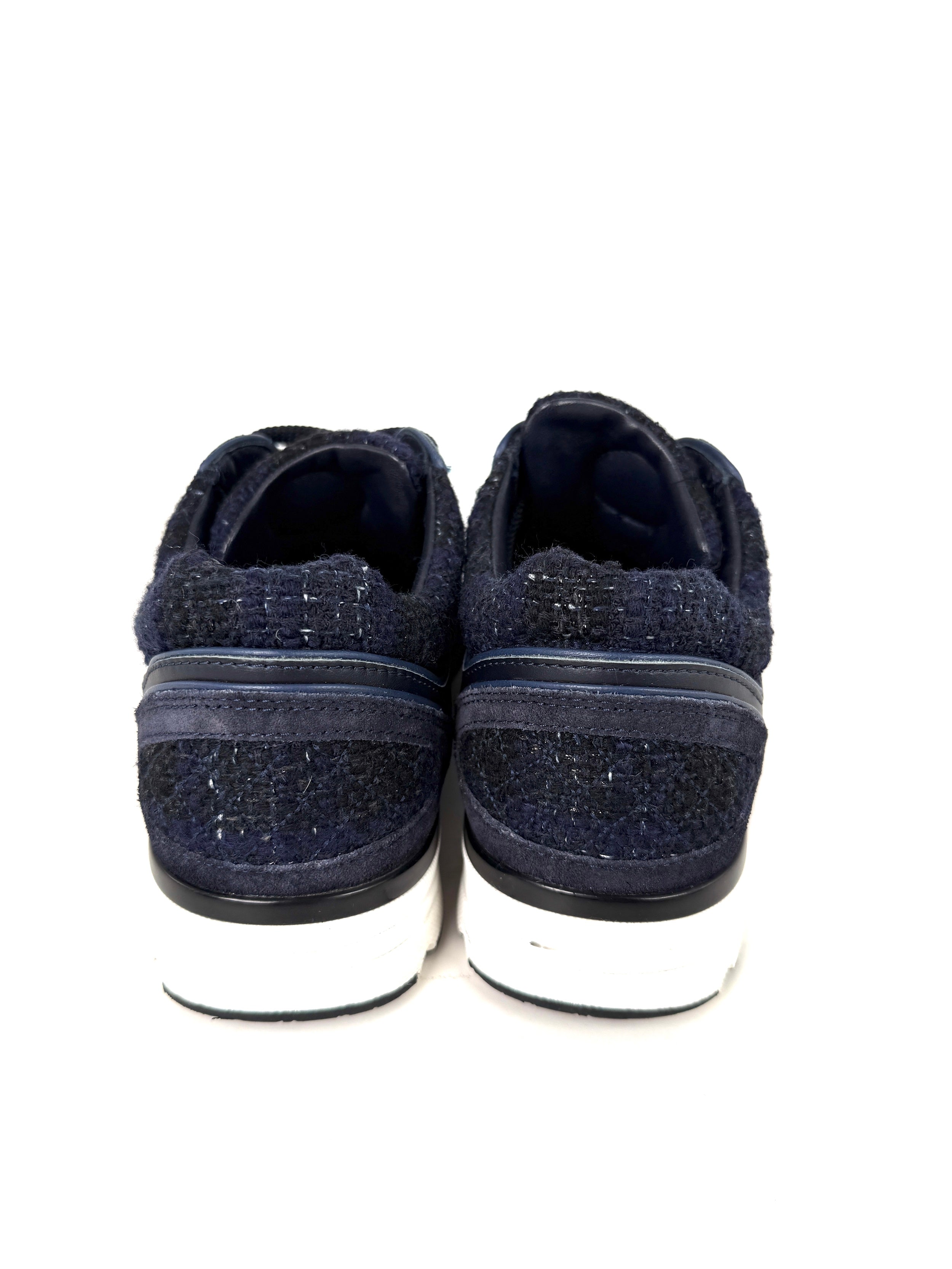 CHANEL 24A Navy Blue Black Tweed Sneakers 37, 6 – Fashion Reloved