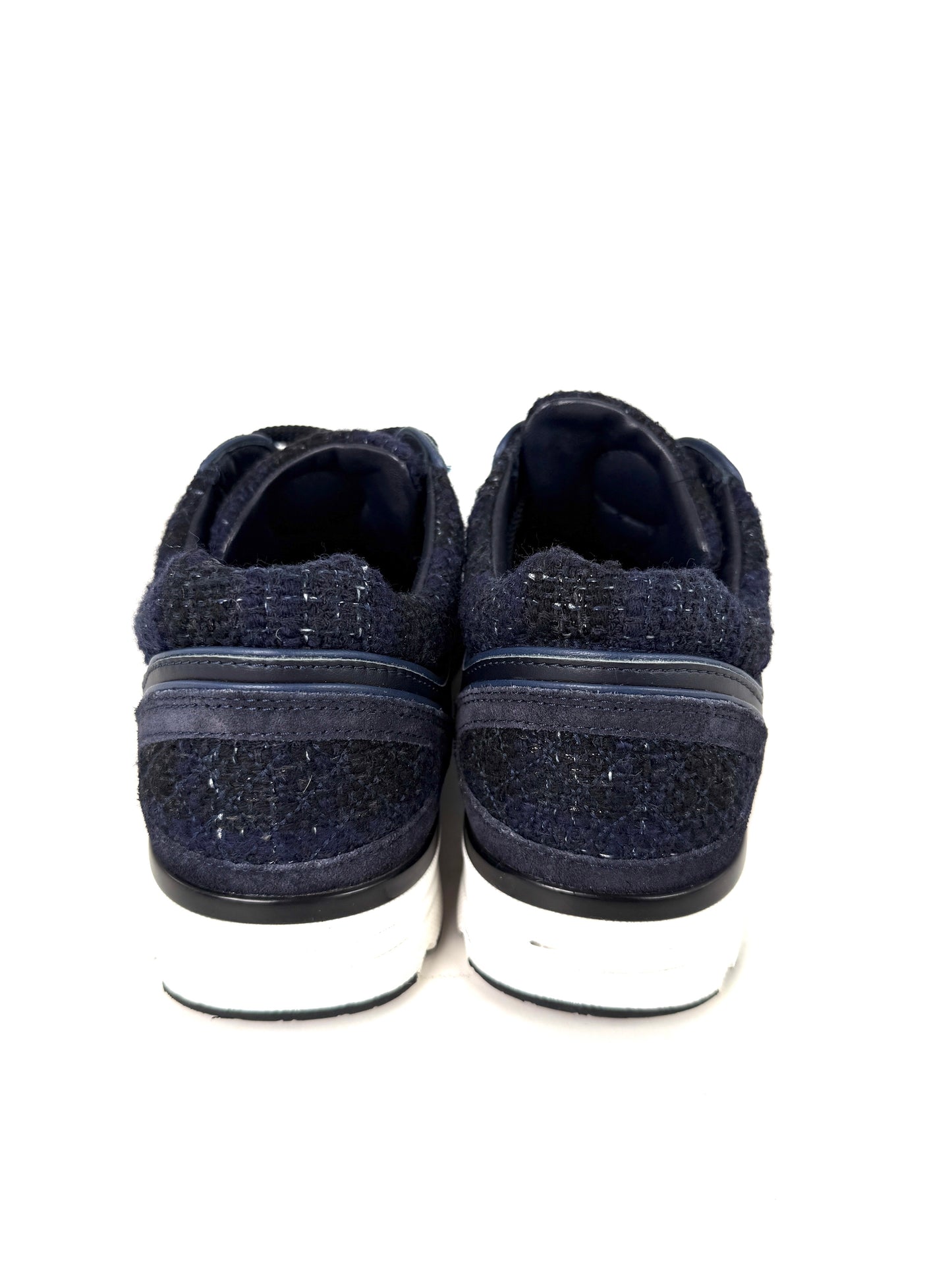 CHANEL 24A Navy Blue Black Tweed Sneakers 37, 6