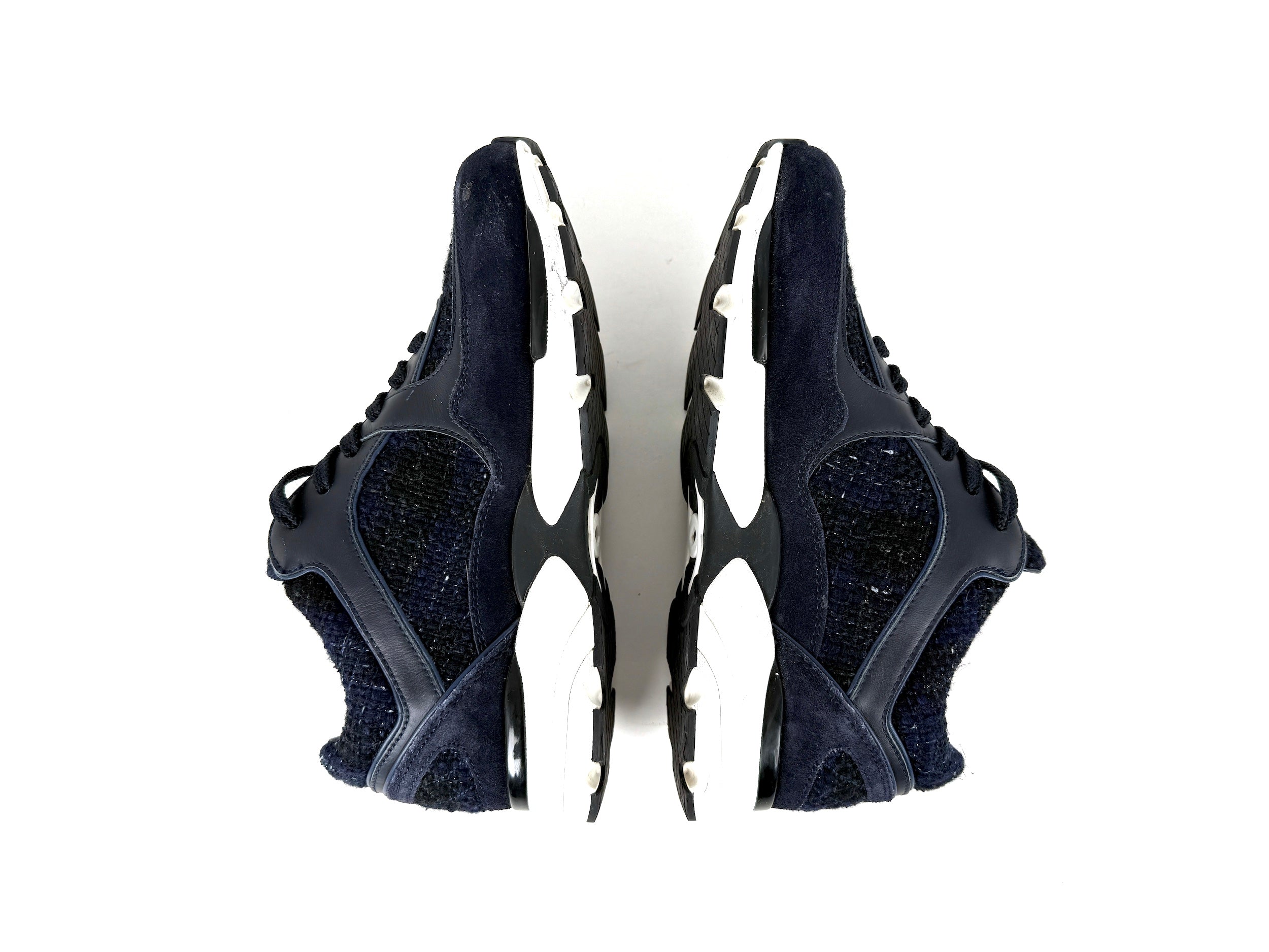 CHANEL 24A Navy Blue Black Tweed Sneakers 37, 6 – Fashion Reloved