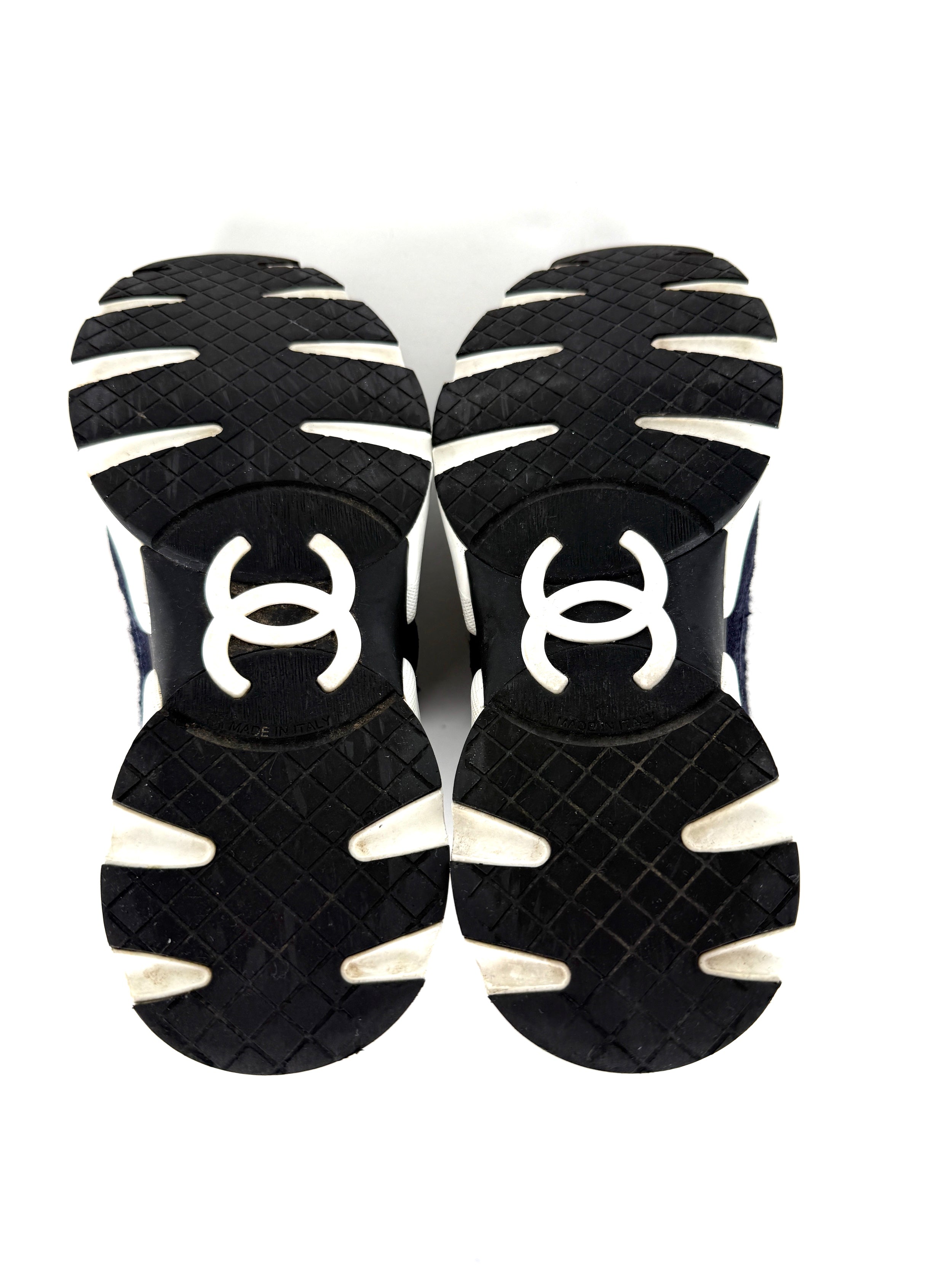 CHANEL 24A Navy Blue Black Tweed Sneakers 37, 6 – Fashion Reloved