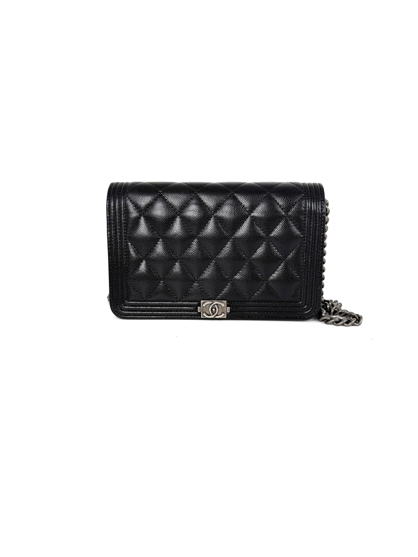 CHANEL Boy Quilted Caviar Leather WOC Wallet on Chain Crossbody Bag
