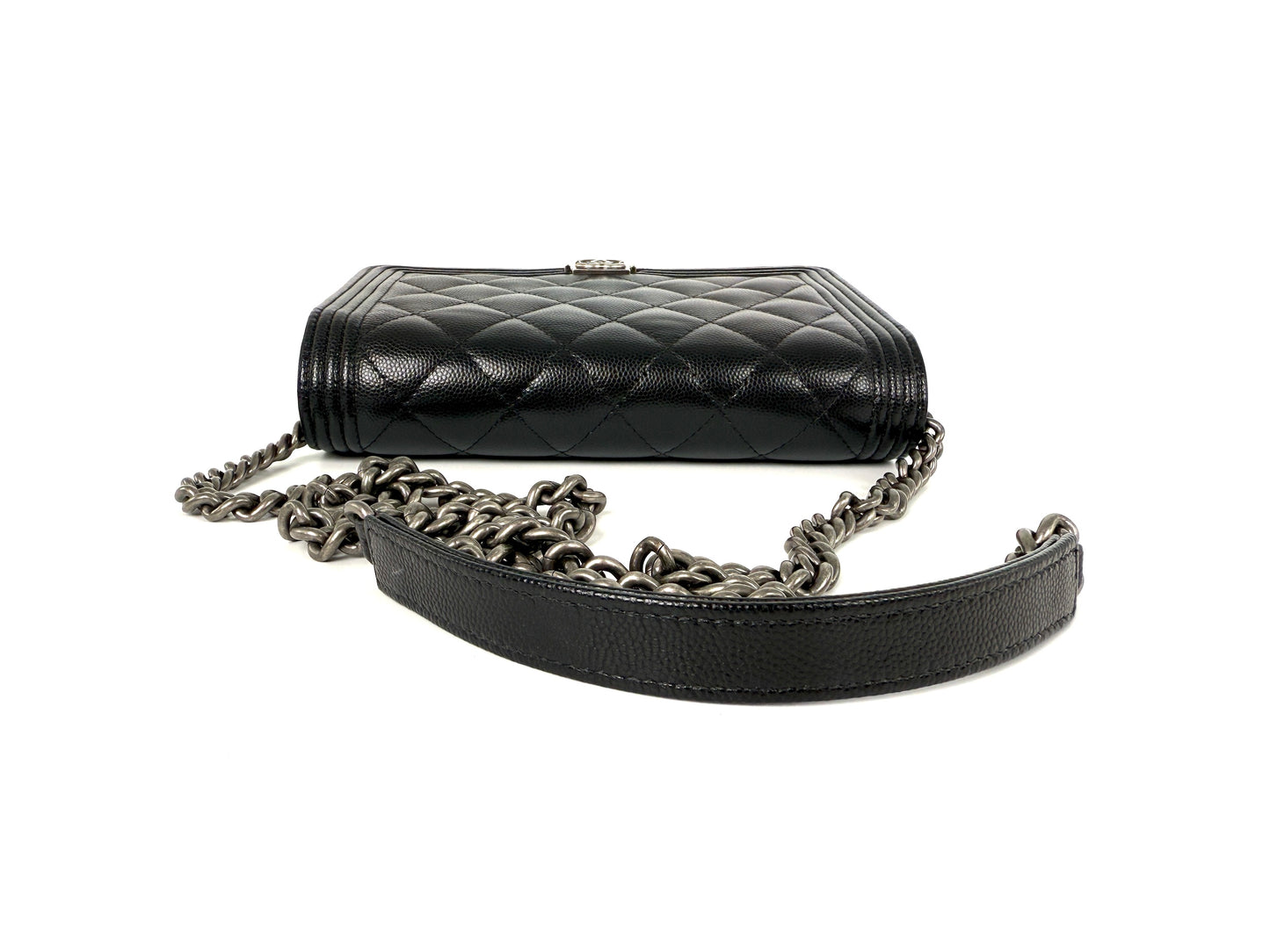 CHANEL Boy Quilted Caviar Leather WOC Wallet on Chain Crossbody Bag