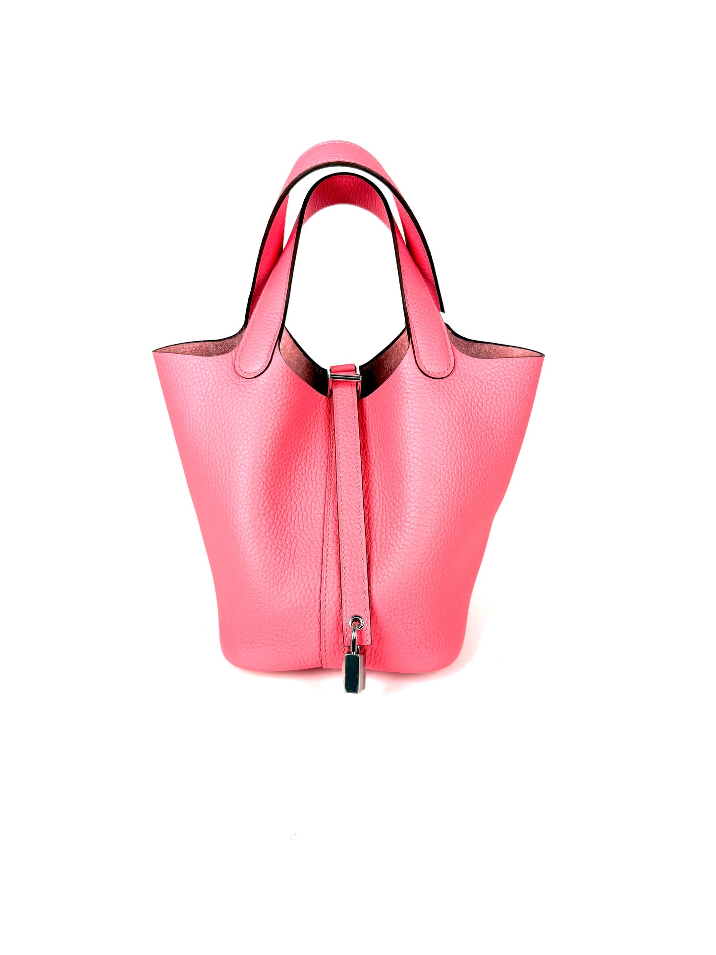 HERMES Picotin Lock 18 PM Pink Rose Azalee Taurillon Clemence Satchel Top Handle Bag
