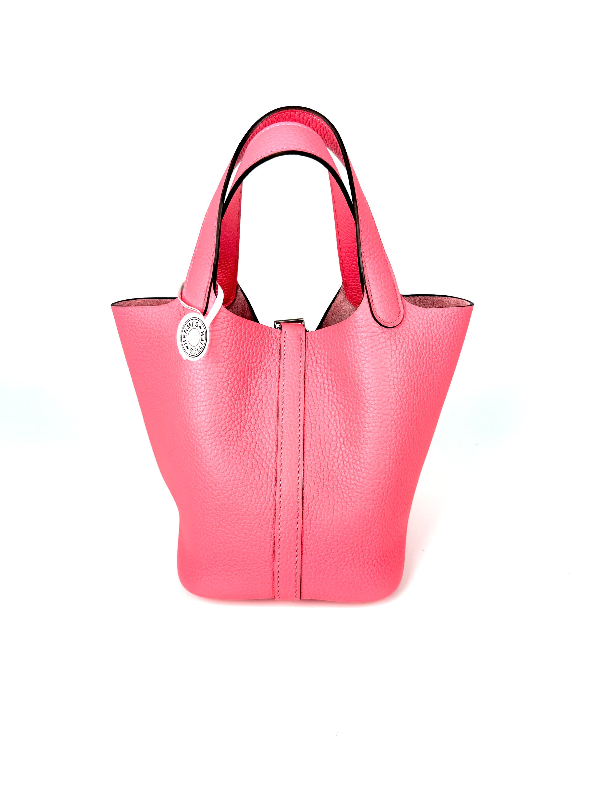 HERMES Picotin Lock 18 PM Pink Rose Azalee Taurillon Clemence Satchel Top Handle Bag