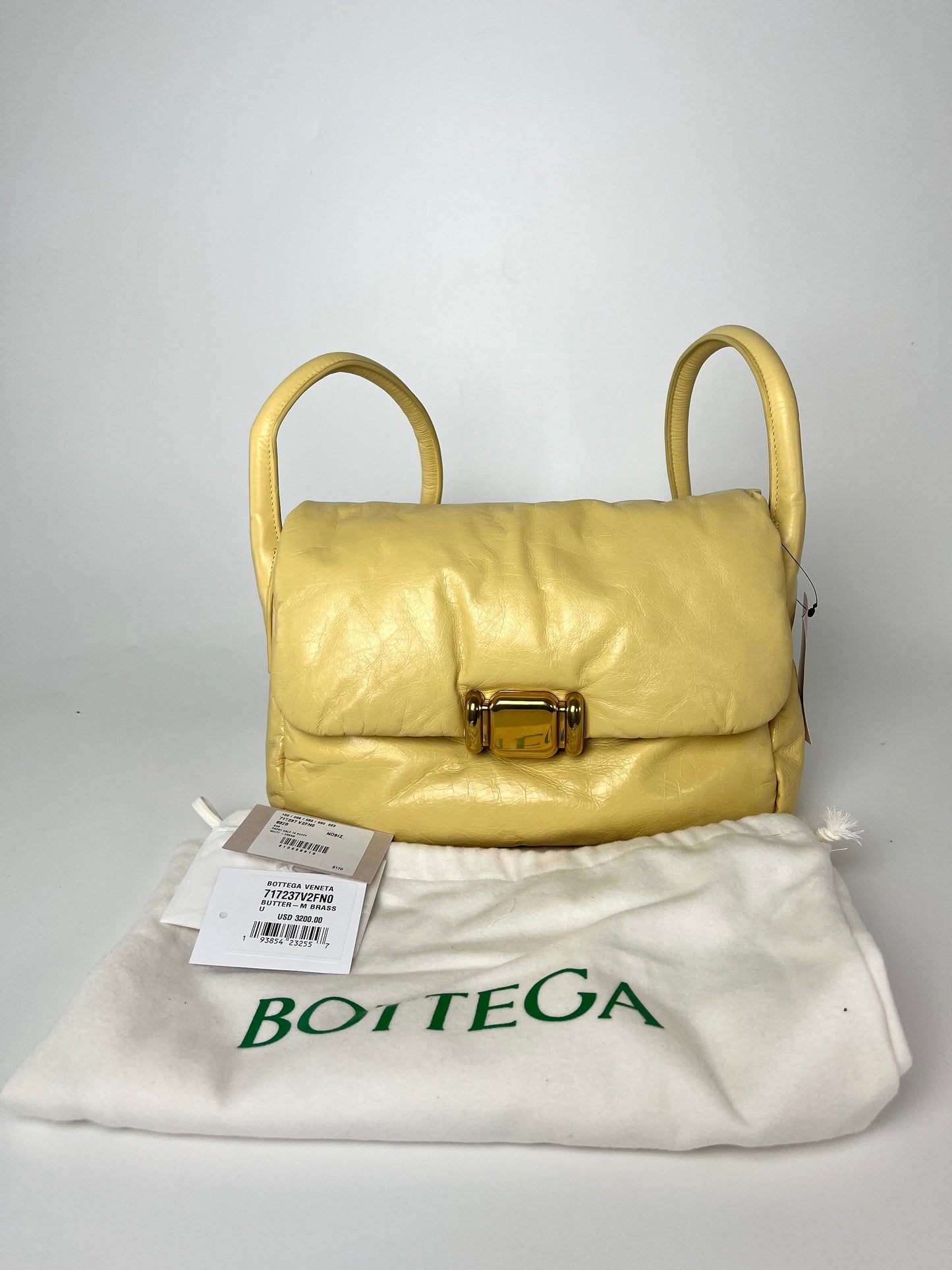 Bottega Veneta Yellow Butter Paper Calfskin 19 Puffy Shoulder Bag