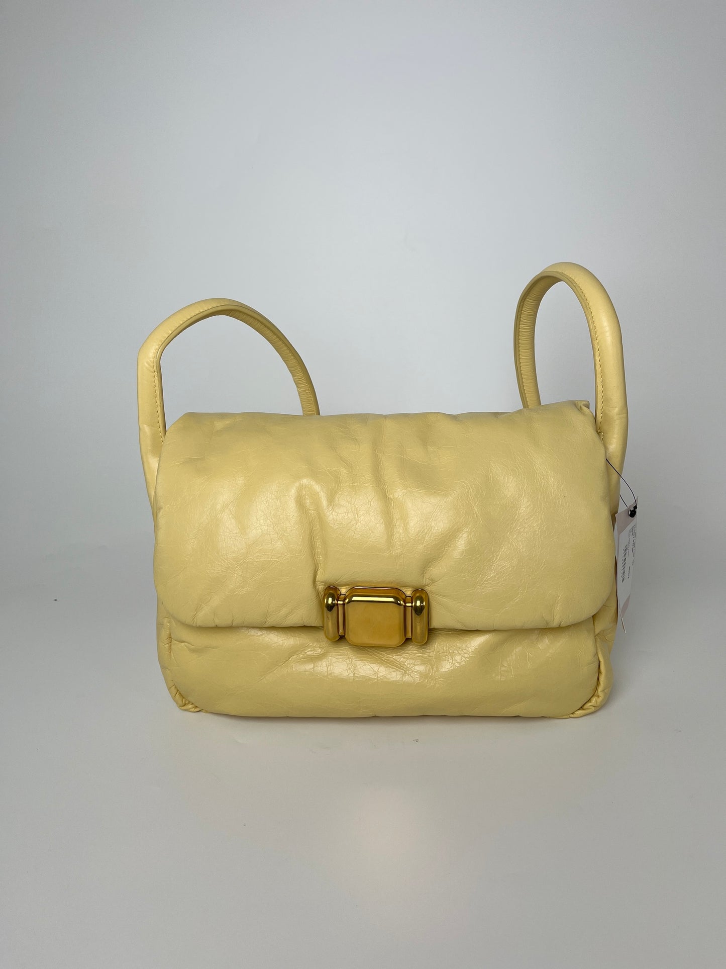 Bottega Veneta Yellow Butter Paper Calfskin 19 Puffy Shoulder Bag