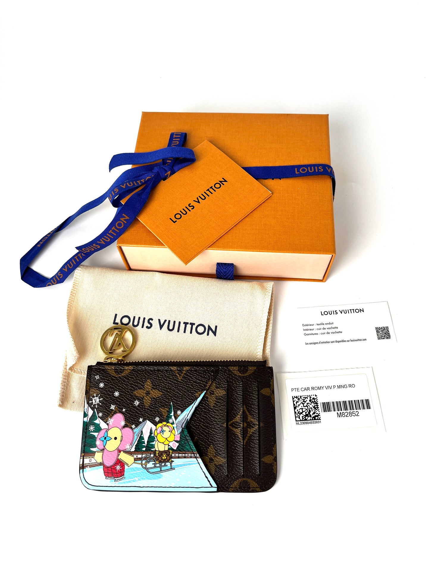 LOUIS VUITTON Romy Card Holder Christmas Vivienne Monogram Snow Print Wallet Luxury resale