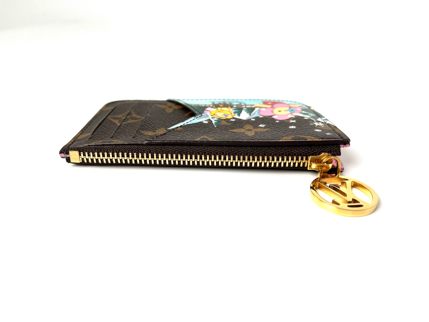 LOUIS VUITTON Romy Card Holder Christmas Vivienne Monogram Snow Print Wallet