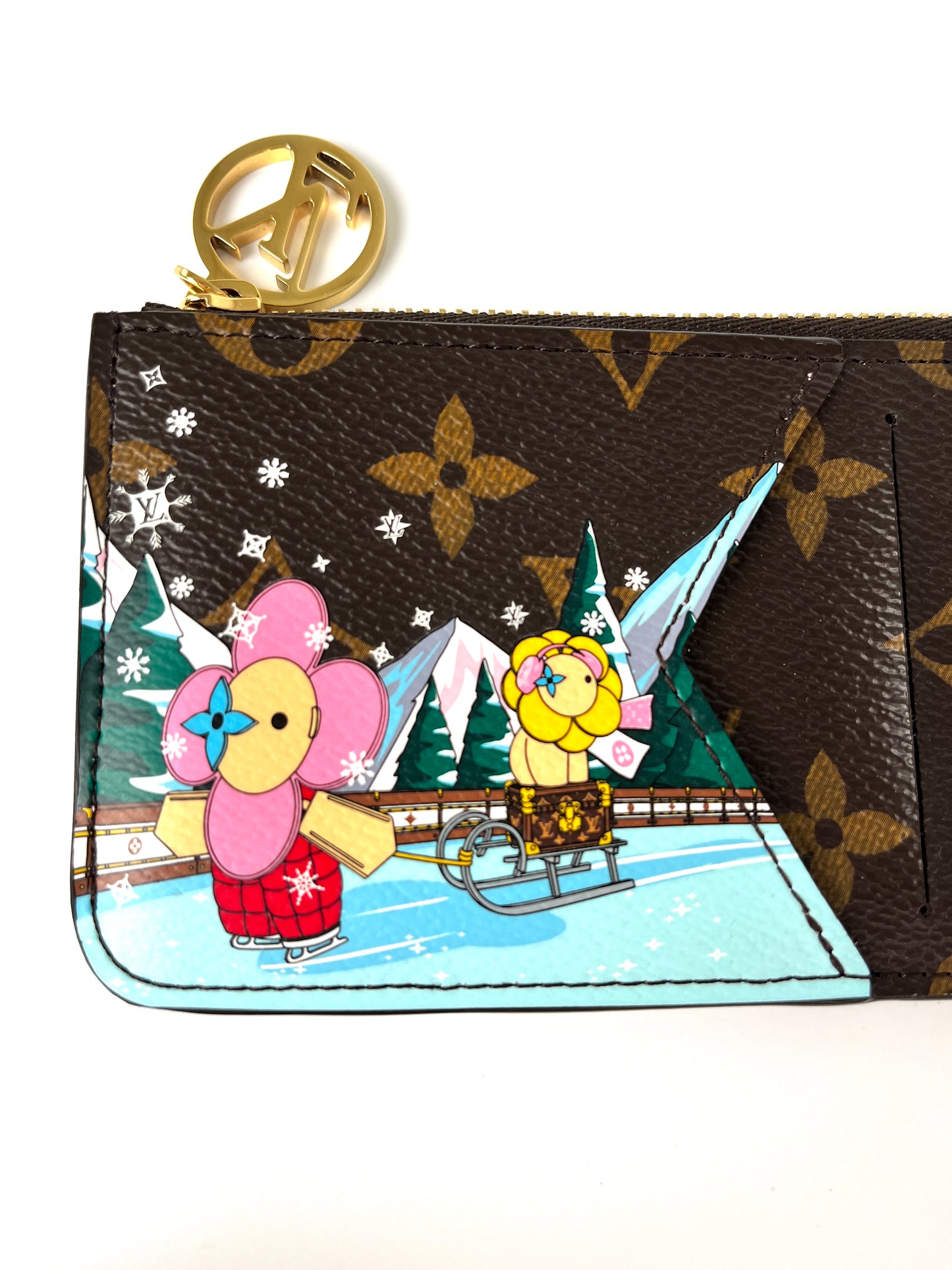 LOUIS VUITTON Romy Card Holder Christmas Vivienne Monogram Snow Print Wallet